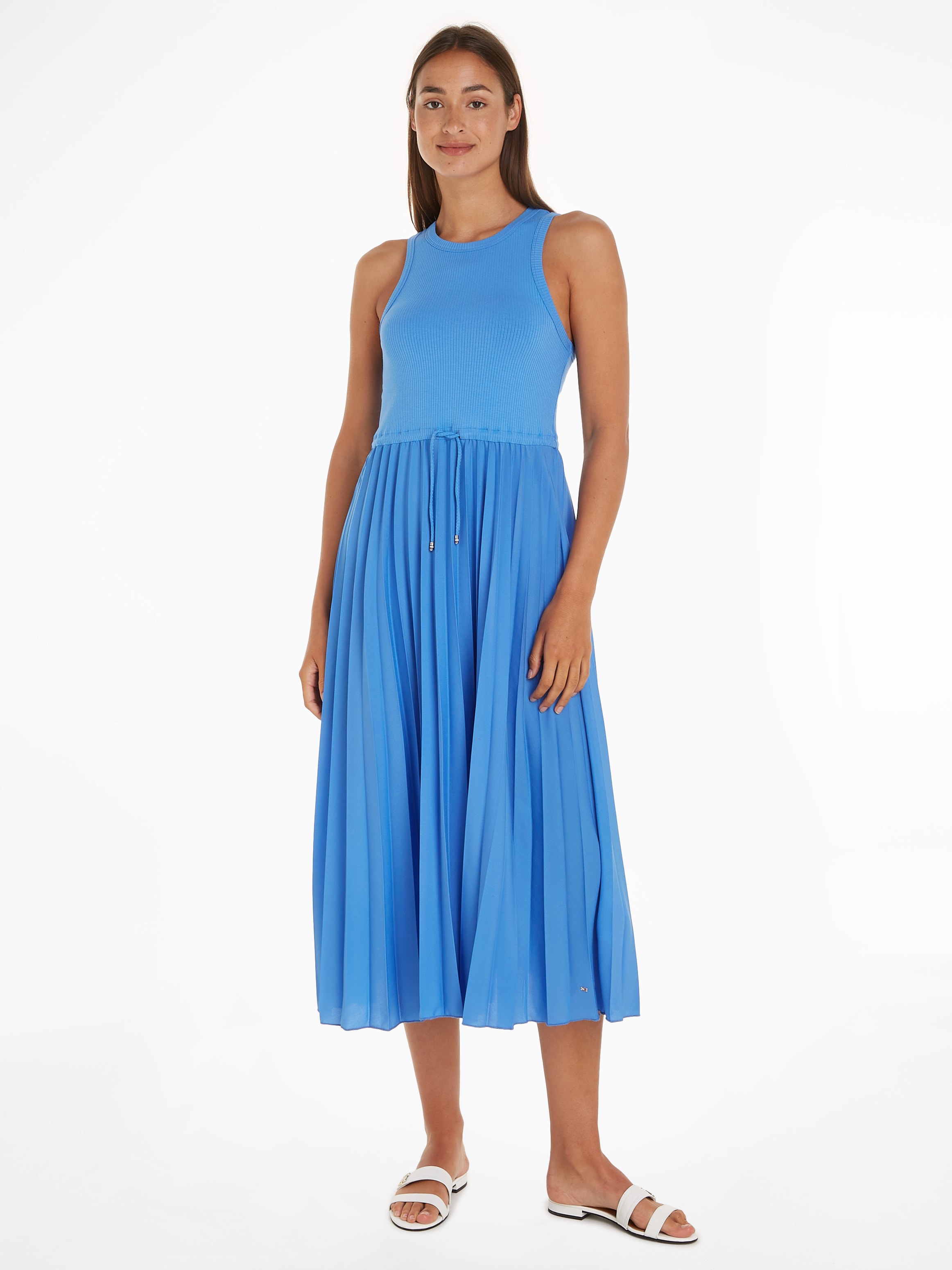 Midikleid »RIB TANK PLEATED DRESS MIDI NS«, mit Schleifenband an der Taille