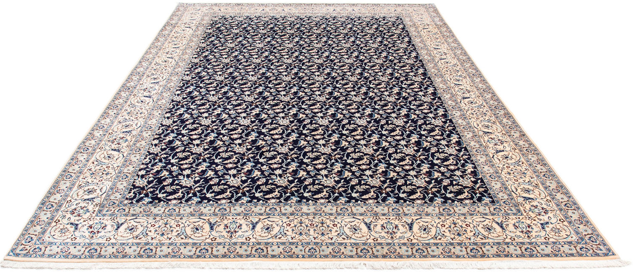 Image of morgenland Orientteppich »Perser - Nain - Premium - 351 x 253 cm - dunkelblau«, rechteckig, 6 mm Höhe, Wohnzimmer, Handgeknüpft, Einzelstück mit Zertifikat bei Ackermann Versand Schweiz