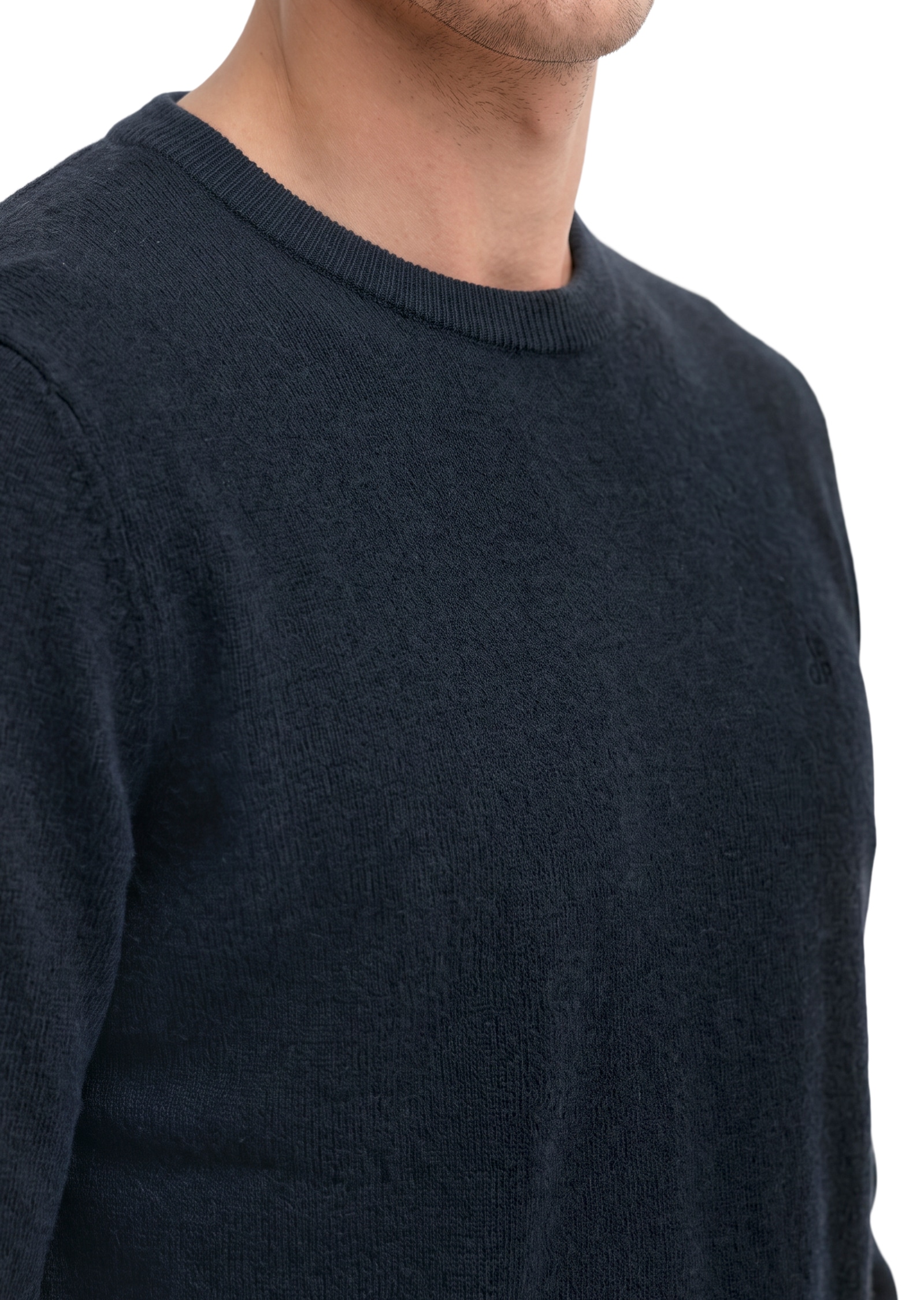 Marc O'Polo Pull à col rond regular en mélange doux de coton bio et laine vierge