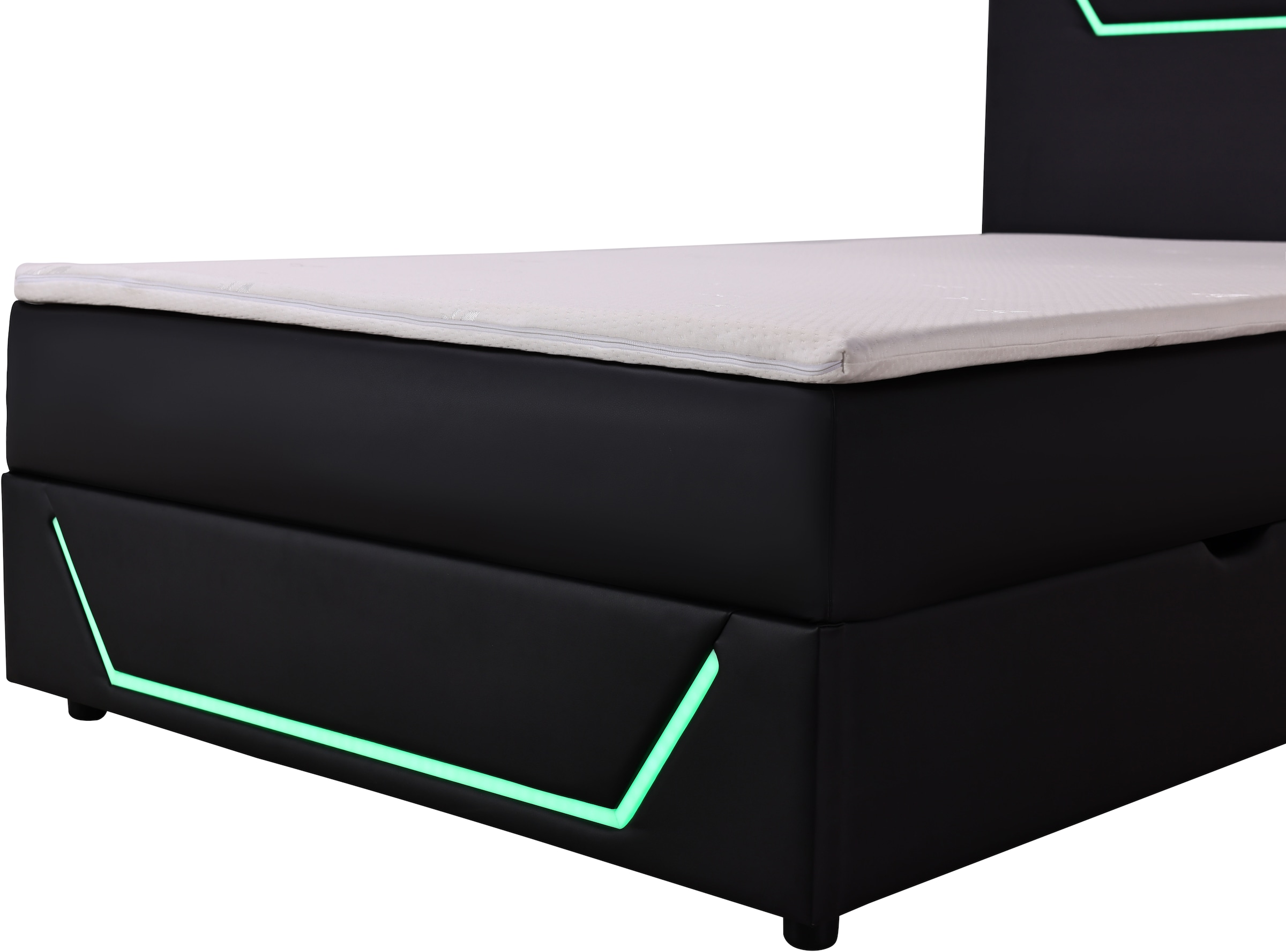 Home affaire Lit de boxe »GALAXY inkl. Bettkasten, mit grüner LED-Beleuchtung, Breite: 120cm« Gamingbett mit USB-C und USB-A Anschluss am Kopfteil, inkl. Topper