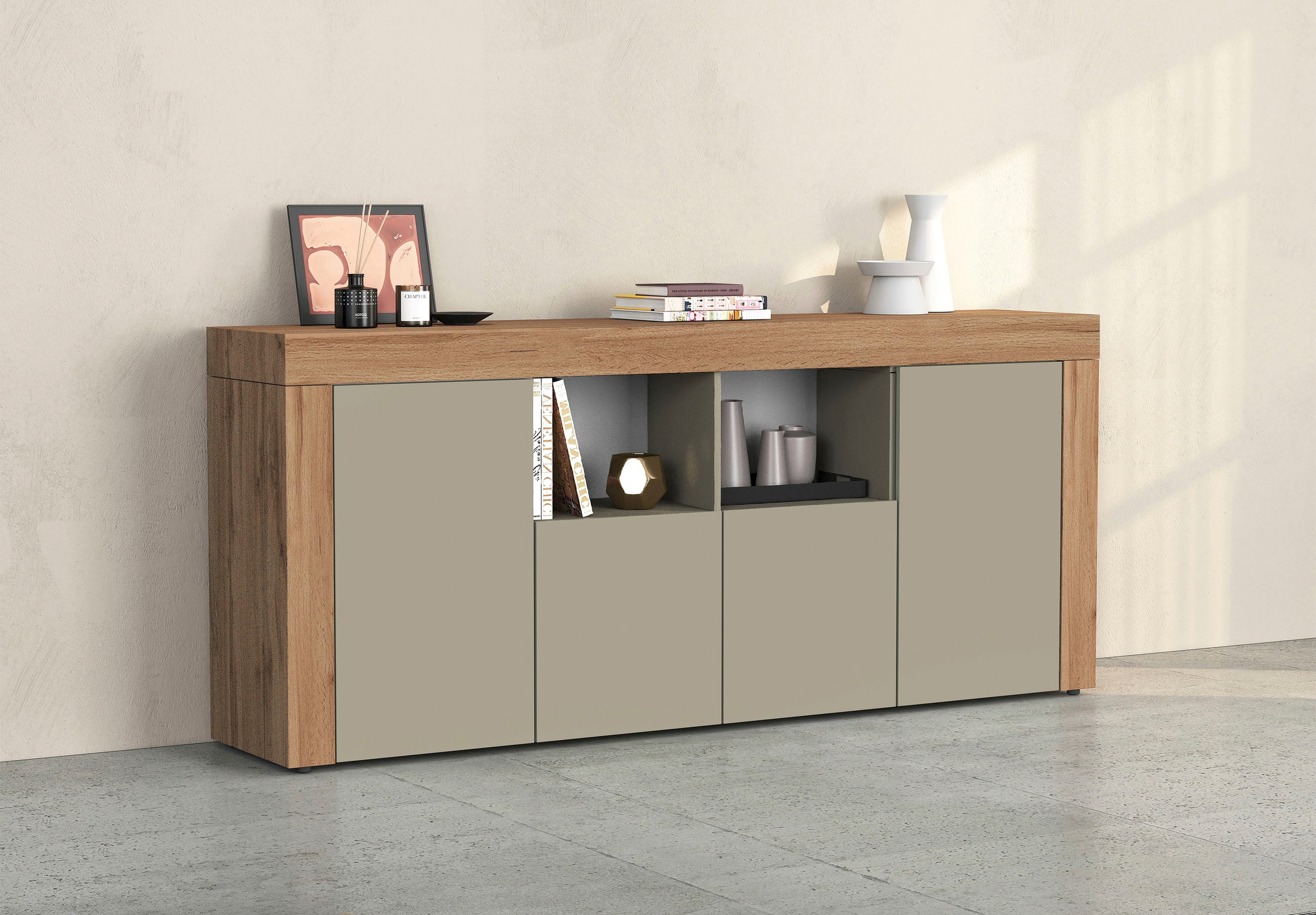 Image of GOODproduct Sideboard "CHRONOS Breite 200 cm mit 4 Türen, 2 offene und 8 geschlossene Fächer" 1 Stk. tlg. Sideboard,Kommode, Schrank, Grifflos mit Push to Open, Made in Italy