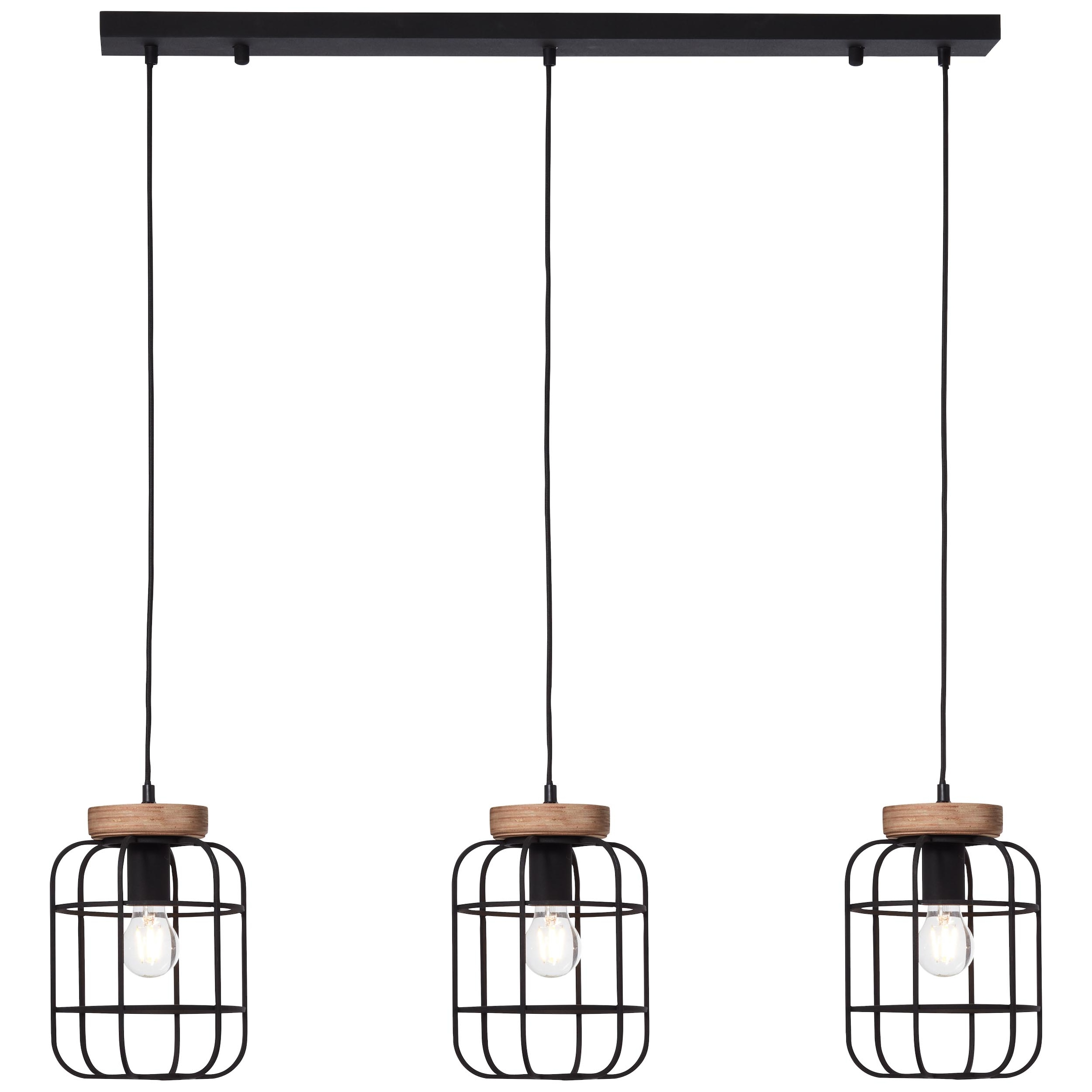 Brilliant Pendelleuchte »Gwen« 1 tlg. 142 cm Höhe, 100 cm Breite, 3 x E27, antik holz/schwarz korund