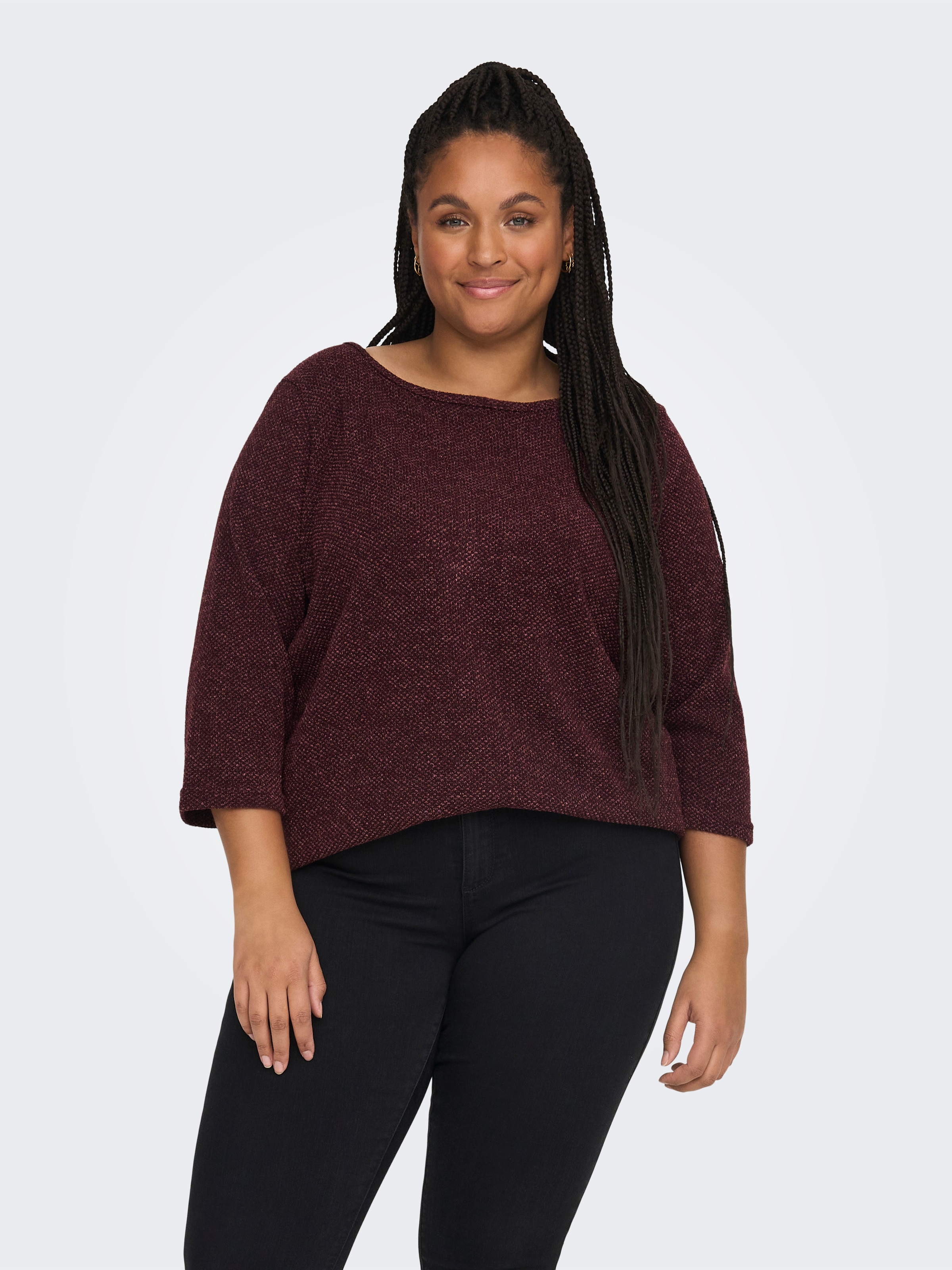 ONLY CARMAKOMA 3/4-Arm-Shirt »CARMARTHA 3/4 TOP« Kunstfaser, loose fit