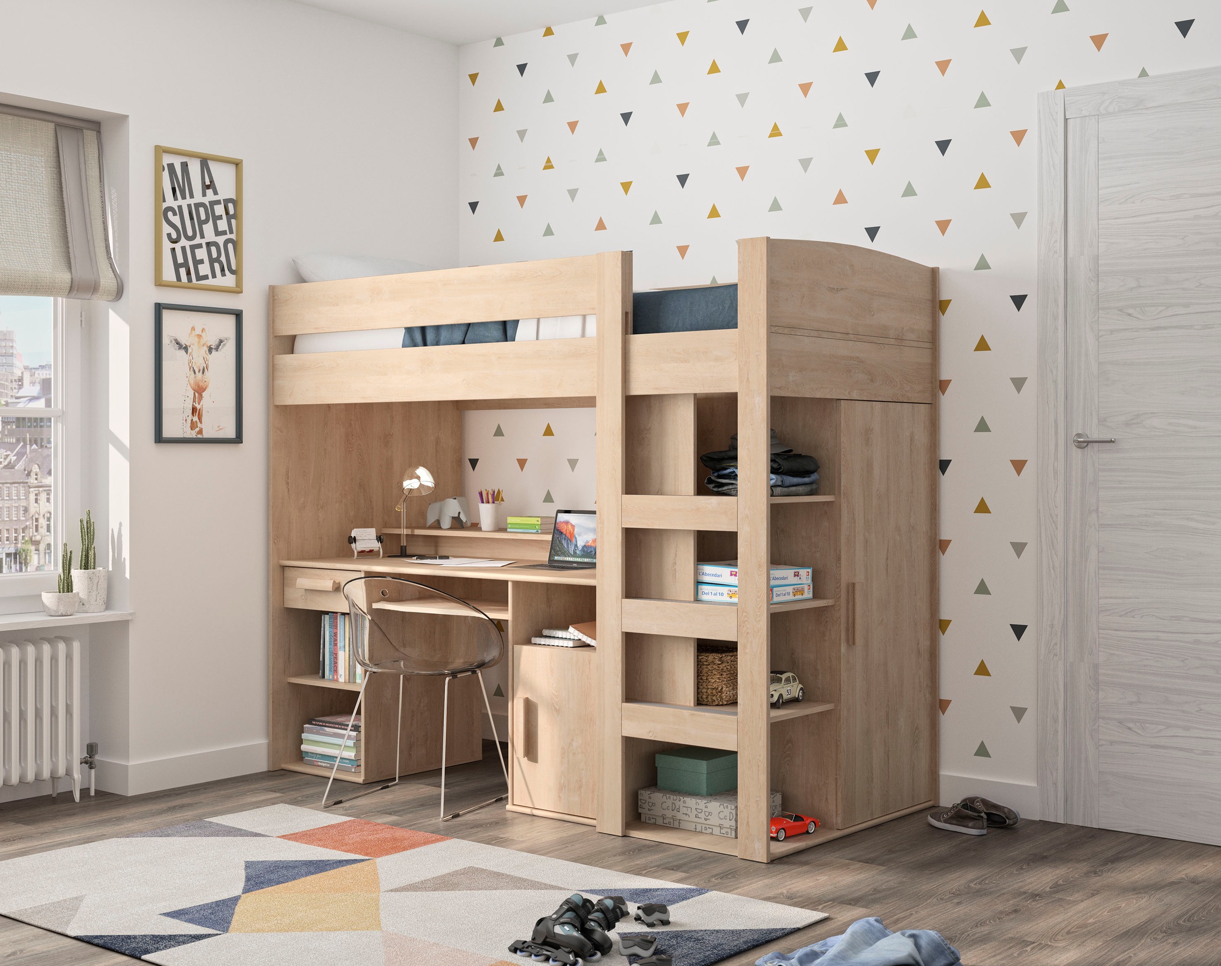 Image of Gami Etagenbett »Montana«, Mit integriertem Schreibtisch und Kleiderschrank bei Ackermann Versand Schweiz