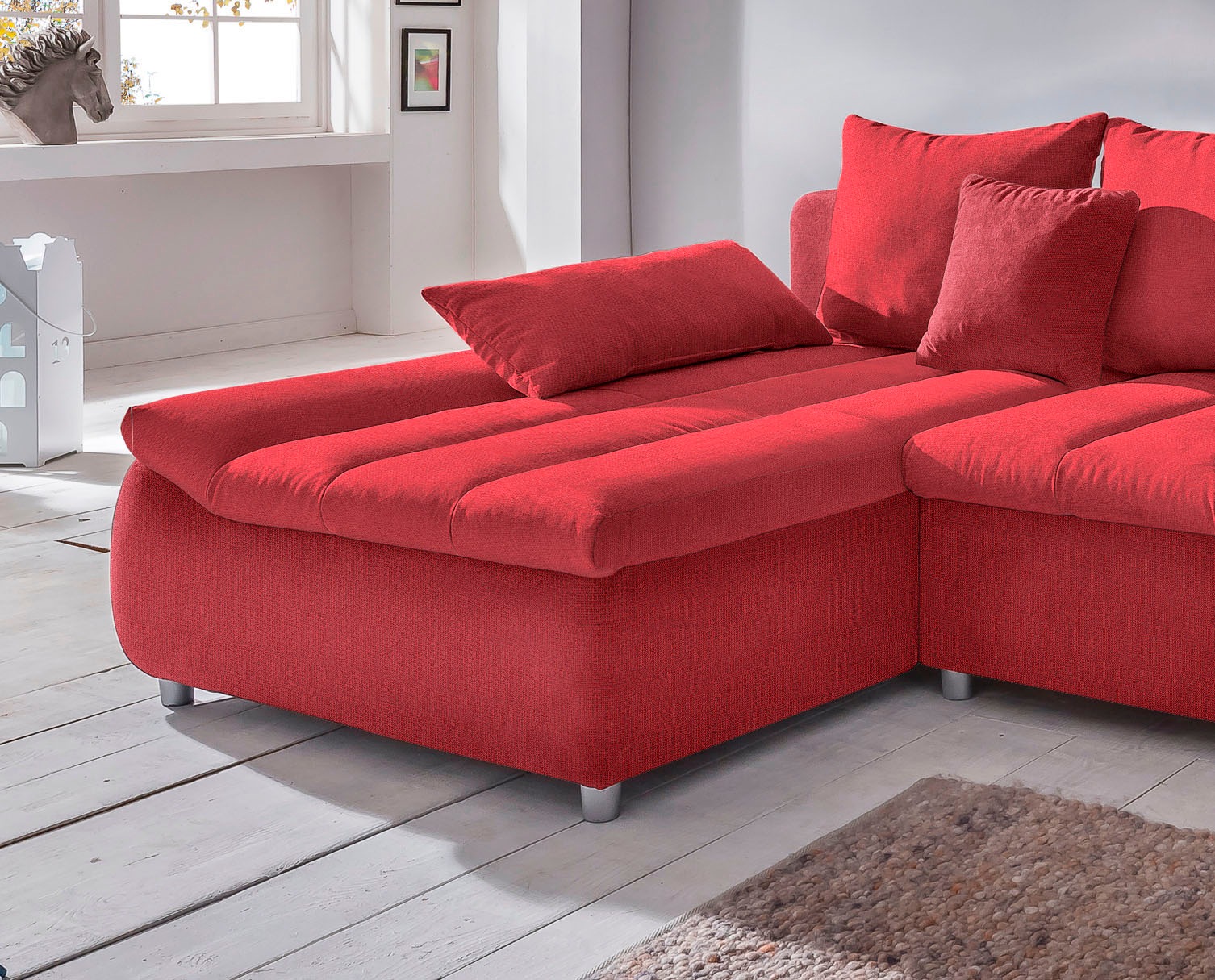 INOSIGN Ecksofa »Imola elegant und bequem, aktuelle Steppung im Sitz, L-Form«, wahlweise mit Bettfunktion
