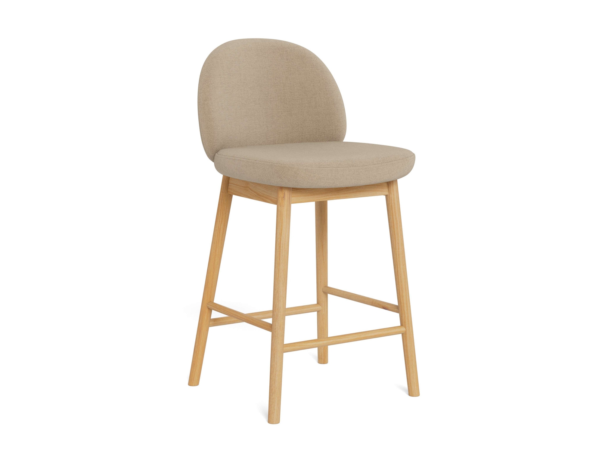 Image of ACTONA GROUP Barhocker "Sophia - Bequemer Barstuhl aus Eiche mit Fussstütze & Rückenlehne" Set, 2 Stk. tlg. Skandinavisches Design, Sitz aus Stoff, für Küche & Essbereich