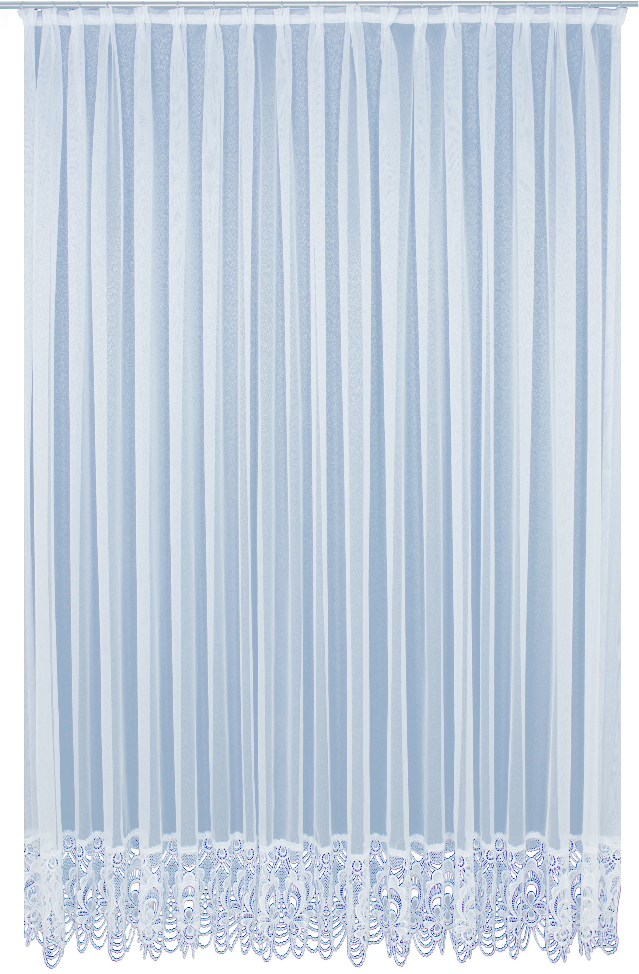 Image of Wirth Gardine "Elena" Faltenband 1 Stk. tlg. Store veredelt mit echter Plauener Spitze Stickerei, gerade