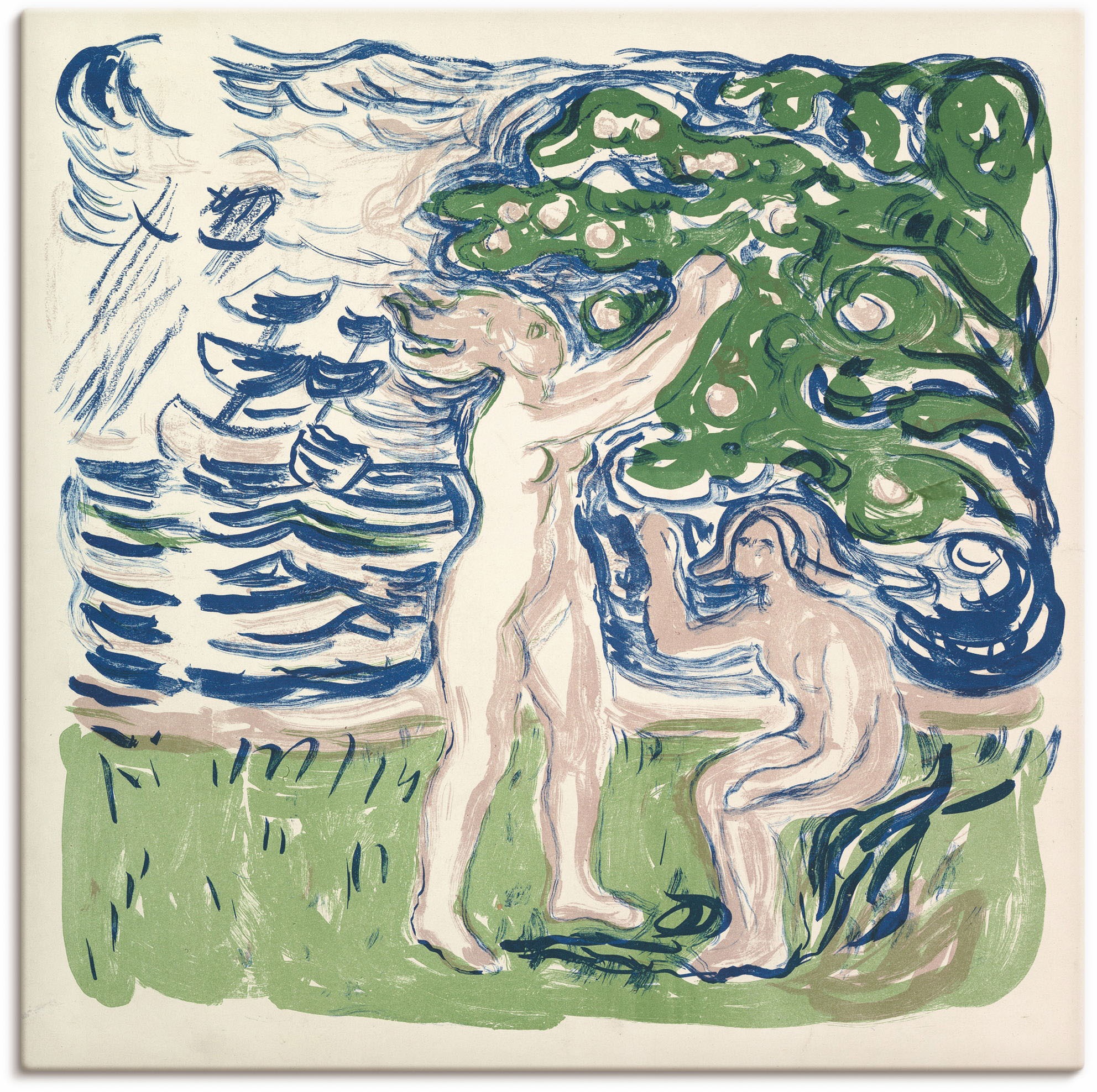 Image of Artland Wandbild »Mädchen beim Äpfel pflücken. 1915«, Bilder von Frauen, (1 St.), in vielen Grössen & Produktarten - Alubild / Outdoorbild für den Aussenbereich, Leinwandbild, Poster, Wandaufkleber / Wandtattoo auch für Badezimmer geeignet bei Ackermann V