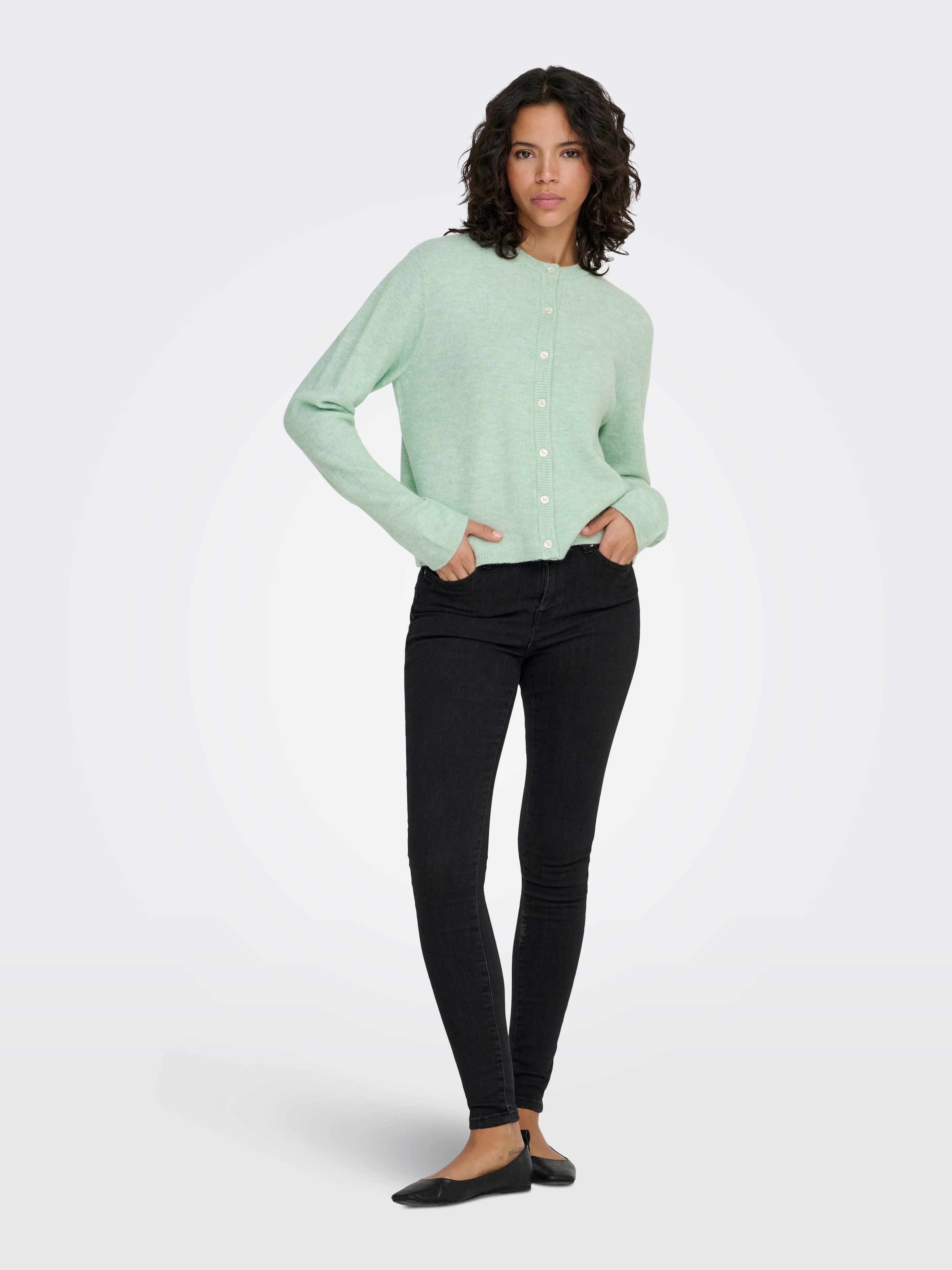 ONLY »ONLSIMONI L/S O-NECK CARDIGAN KNT NOOS« Materialmix, relaxed fit