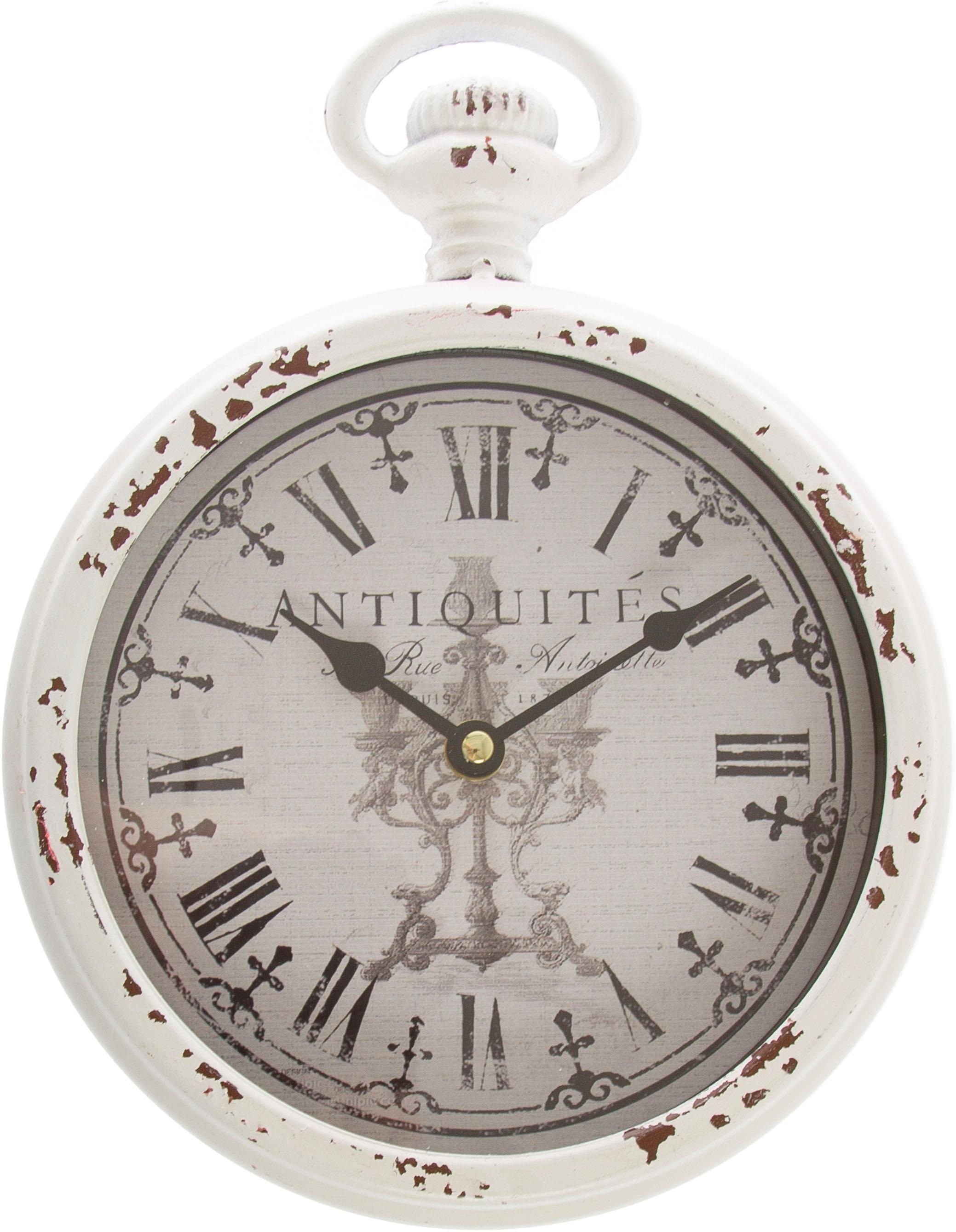 Image of Home affaire Wanduhr »"Webersen"«, weiss, rund, Ø 22 cm, römische Ziffern, Shabby Optik, Taschenuhr Design, dekorativ in Küche & Wohnzimmer bei Ackermann Versand Schweiz