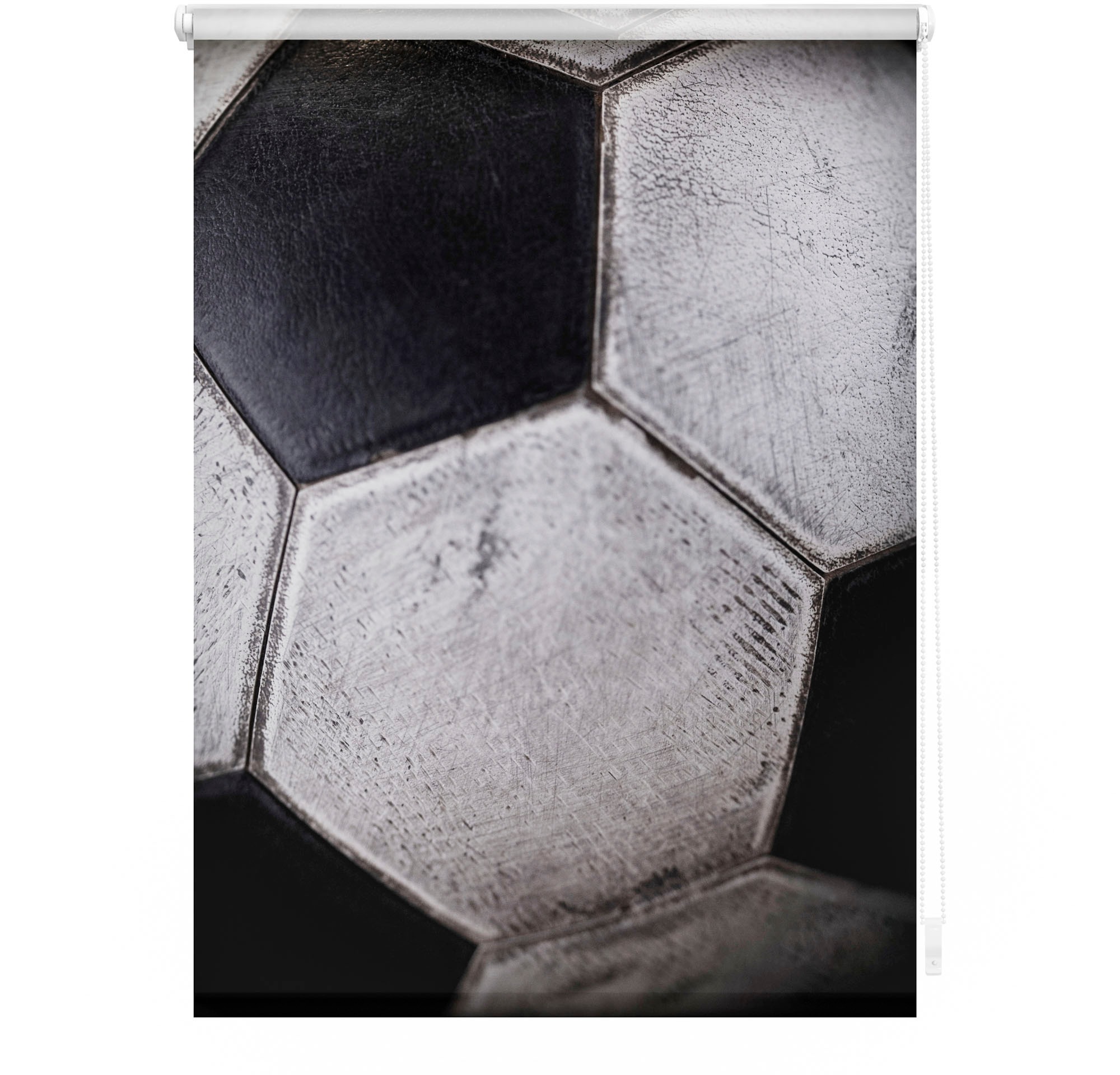 LICHTBLICK ORIGINAL Seitenzugrollo »Rollo Klemmfix, ohne Bohren, blickdicht, Retro Fussball - Schwarz-Weiss«, blickdicht, Sichtschutz-Blendschutz, freihängend