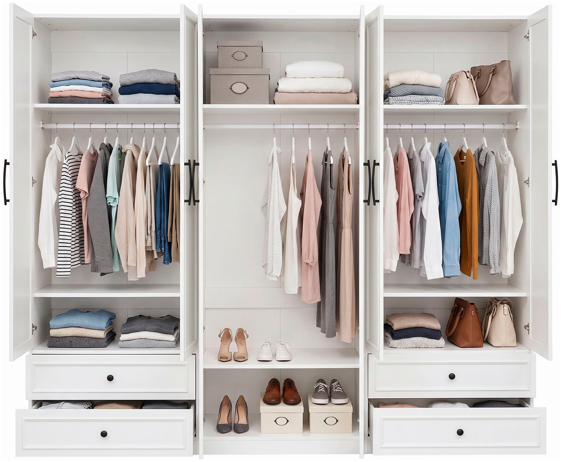 GOODproduct Armoires à vêtements »Arrian 240 cm Weiss | 6-türiger Drehtürenschrank im Landhausstil« ESPACE DE RANGEMENT XXL POUR VOTRE MAISON