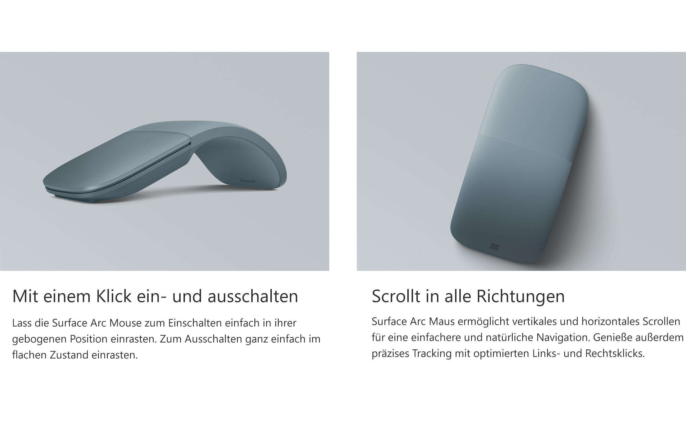 Microsoft Maus »Surface Arc Mouse«, Bluetooth, faltbar, Touch Oberfläche, Scrollrad-Emulation