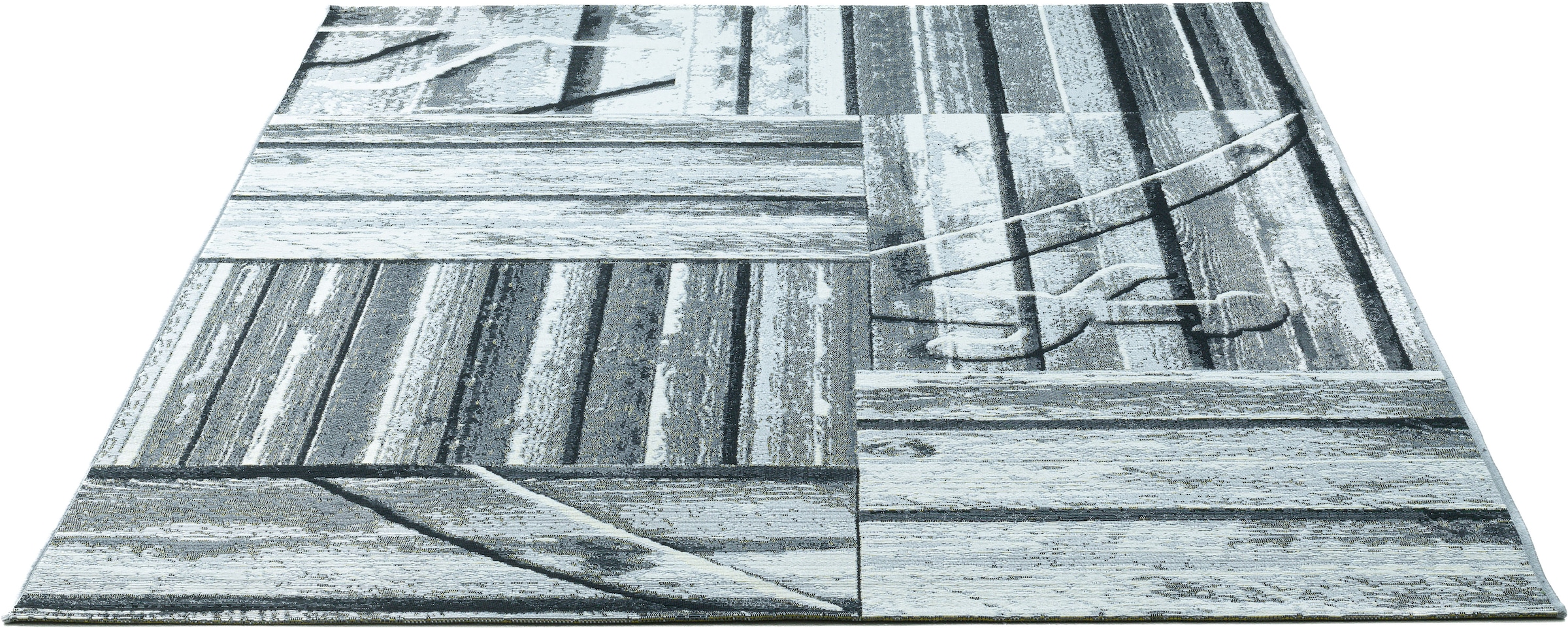 Sansibar Teppich »Rantum Beach SA-023« rechteckig 5 mm Höhe Flachgewebe, modernes Design, Motiv Holzdielen, In- & Outdoor geeignet