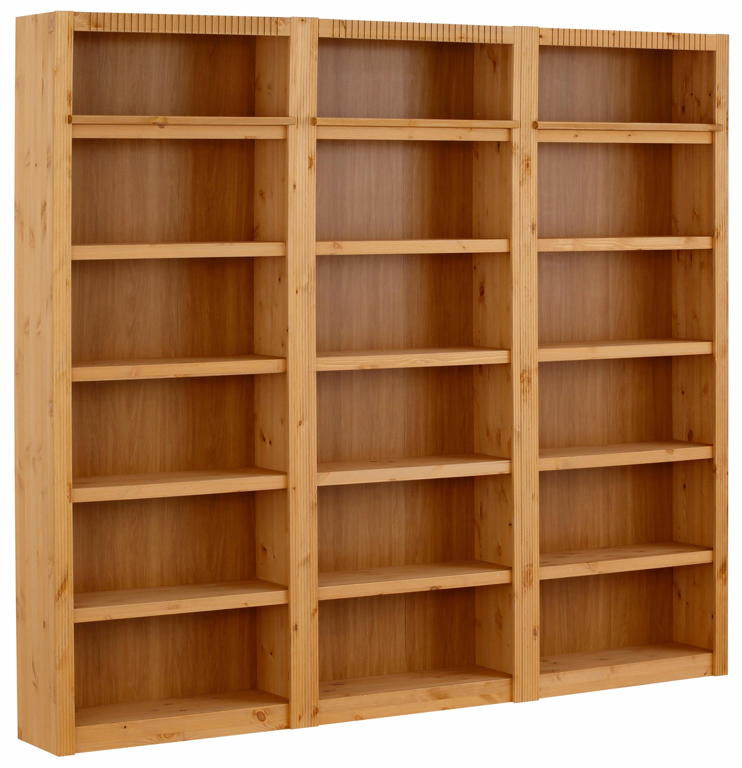 Image of GOODproduct Bücherwand "Bergen Bücherregal, 3 Regale, 15 Einlegeböden mit 18 offenen Fächern" aus schönem massivem Kiefernholz, 3 tlg.