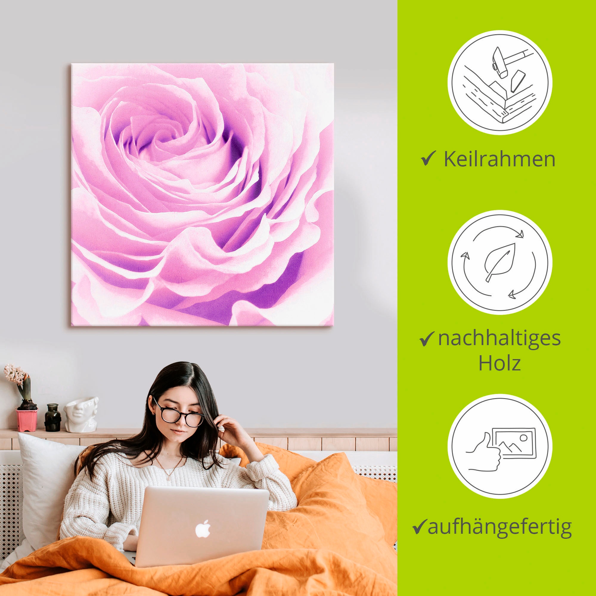 Artland Wandbild »Pastell Rose«, Blumen, (1 St.), als Leinwandbild, Poster, Wandaufkleber in verschied. Grössen