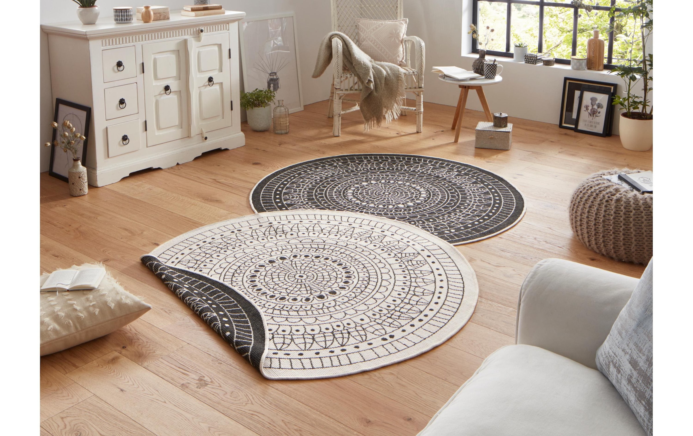 HANSE Home Tapis »Porto Wendeteppich« Rond 5 mm Höhe In-& Outdoor, Wetterfest, Balkon, Garten, Wohnzimmer, Wasserfest