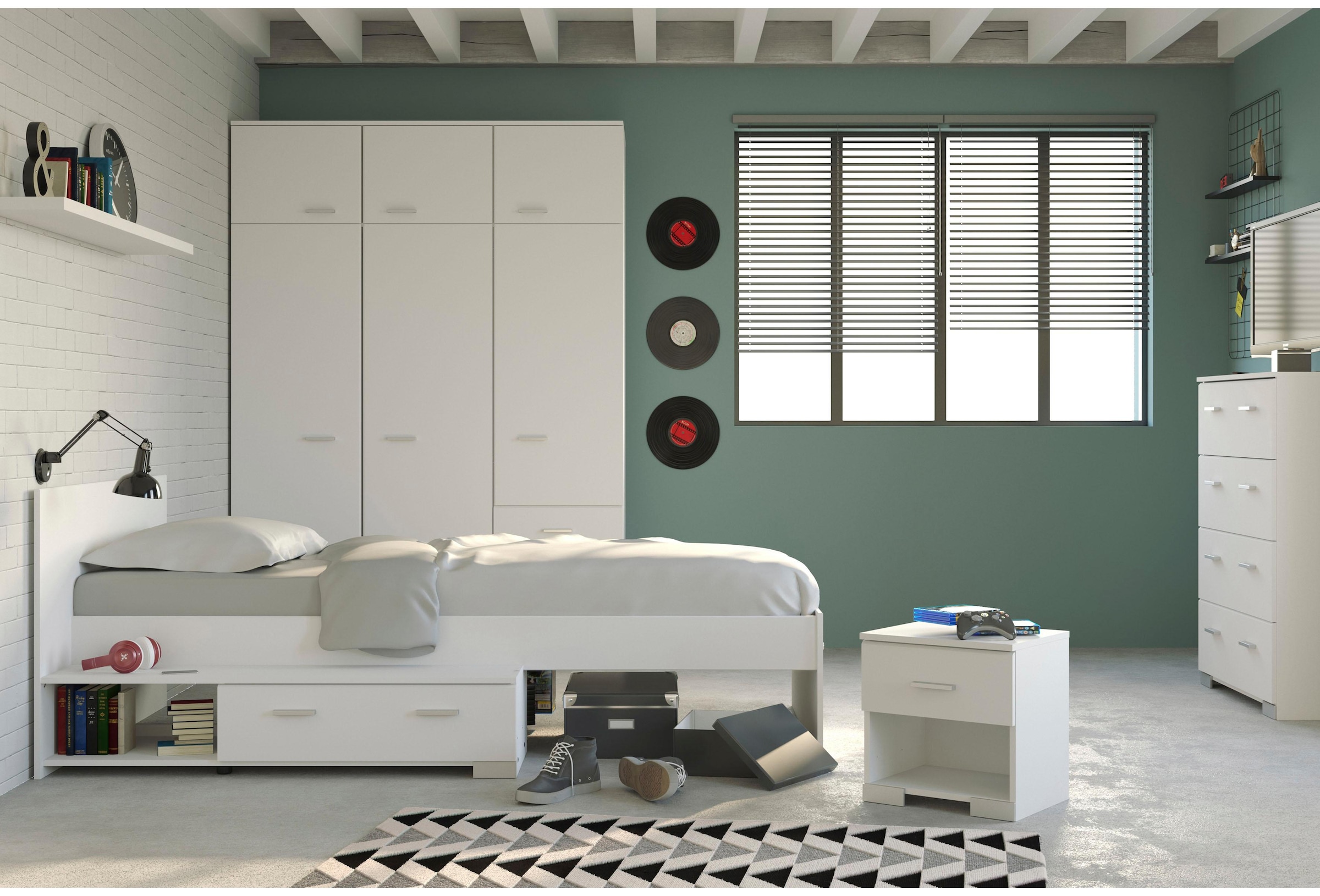 Image of Parisot Jugendzimmer-Set »Galaxy«, (Set, 4 St., Kleiderschrank, Bett, Nachttisch, Kommode) bei Ackermann Versand Schweiz