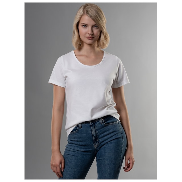 ♕ Trigema T-Shirt »TRIGEMA T-Shirt DELUXE Baumwolle mit Kristallsteinen«  versandkostenfrei auf