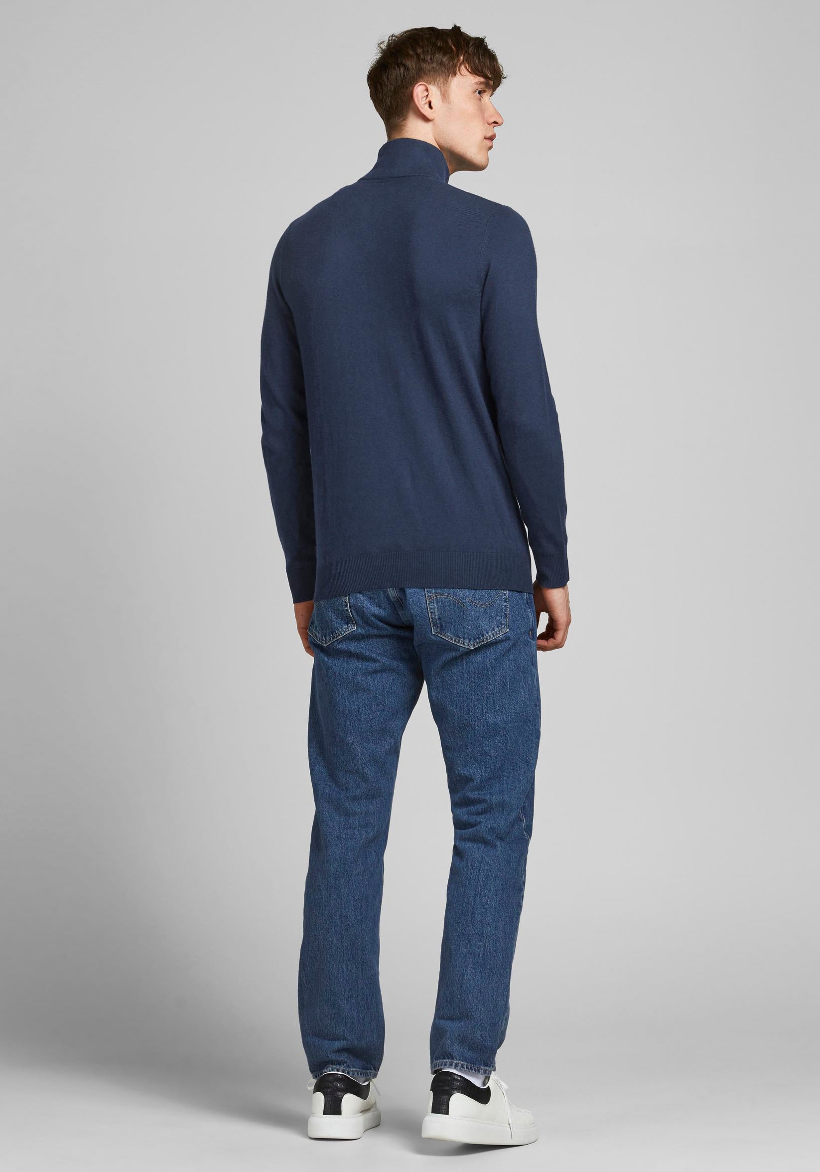 Jack & Jones Strickpullover »EMIL KNIT HALF ZIP«, mit kurzem Reissverschluss im Troyer-Look