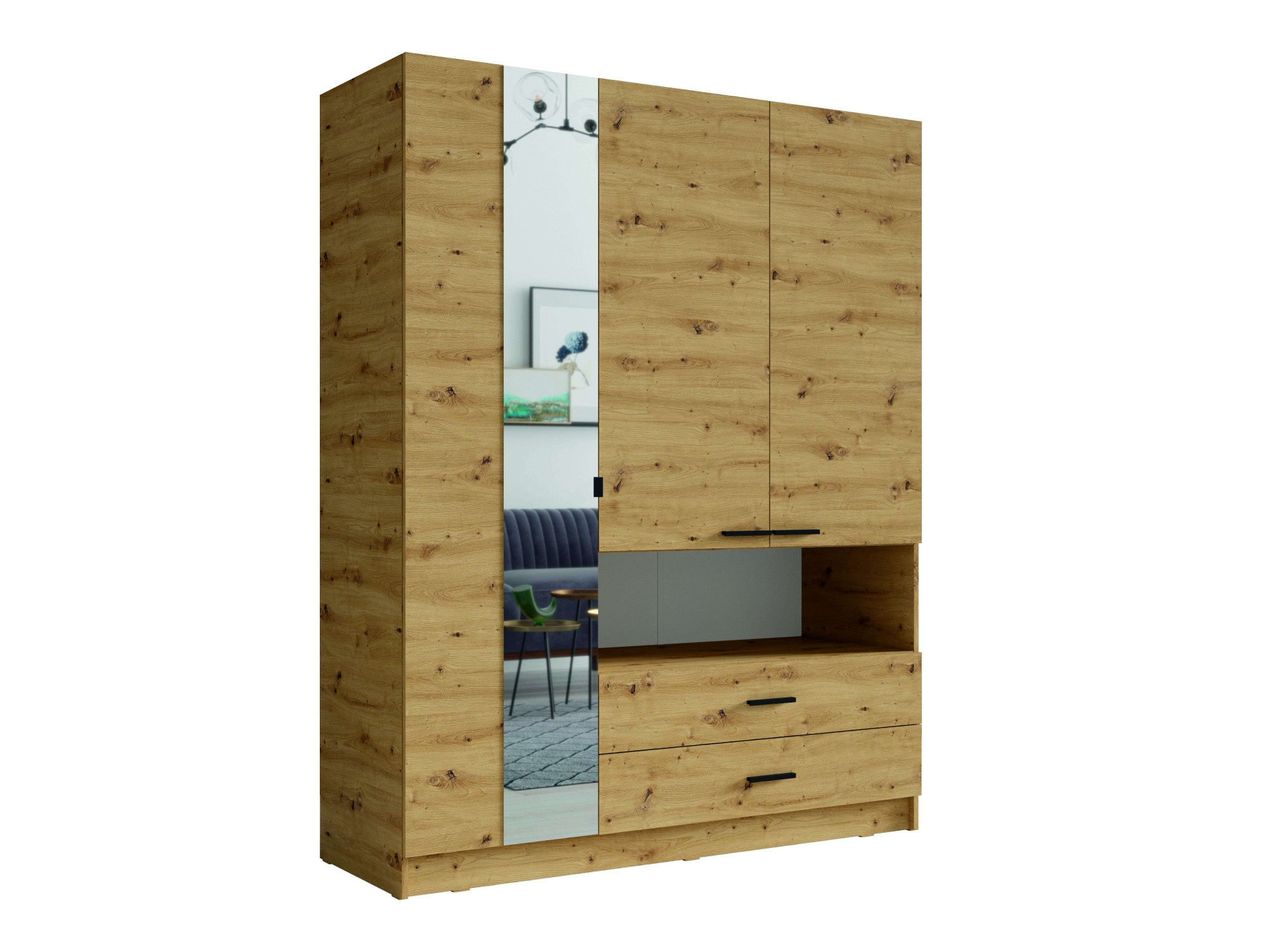 INOSIGN Kleiderschrank »LAREDO Wäscheschrank komplette Innenausstattung, Masse 158,3/200,5/55cm«, Garderobe mit offenem Fach, 3 Türen und 2 Schubladen, FSC
