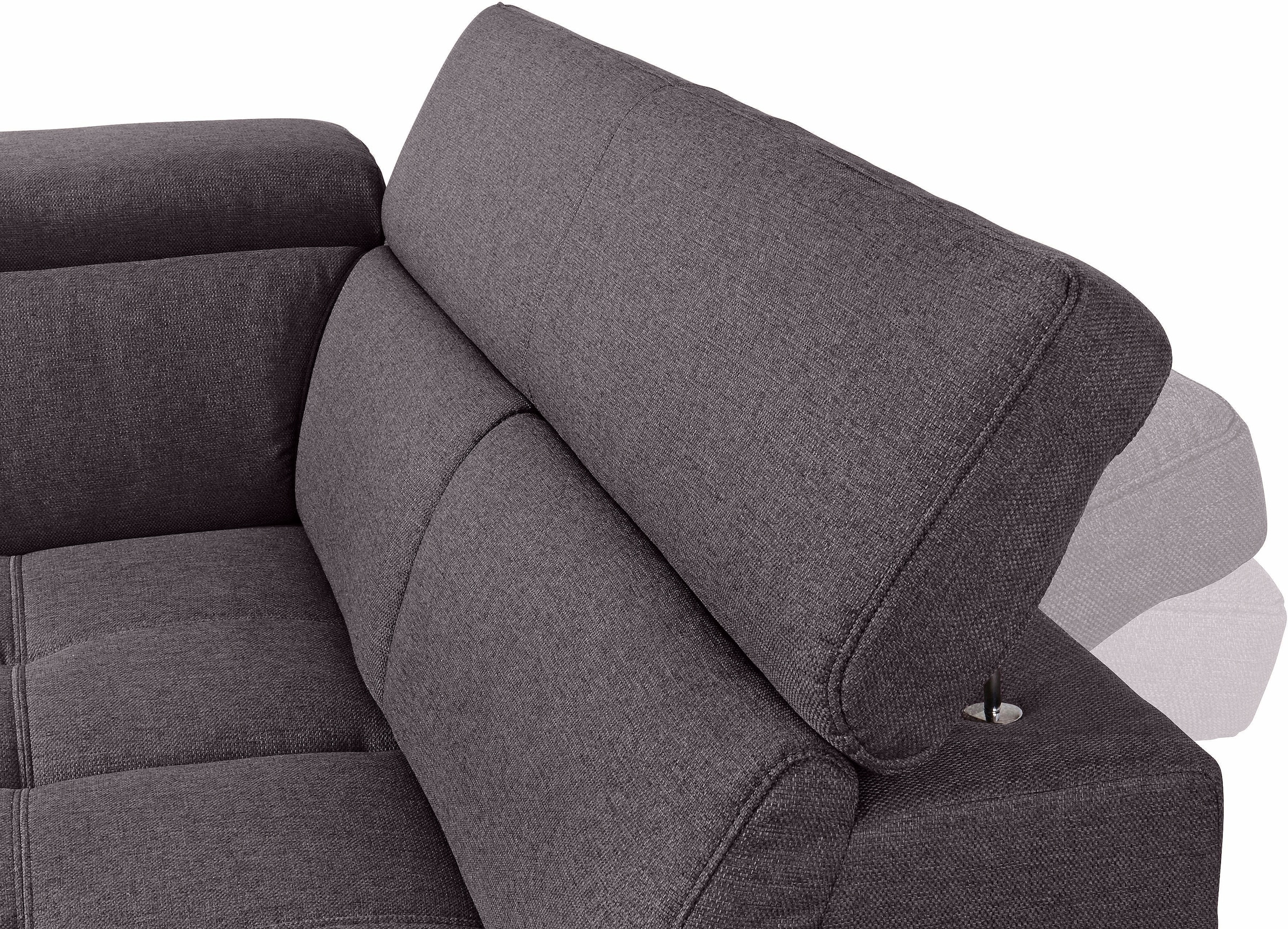 COTTA Polstergarnitur »Speedway U-Form«, (Set), Set bestehend aus: Wohnlandschaft mit Kopfteilverstellung & Hocker