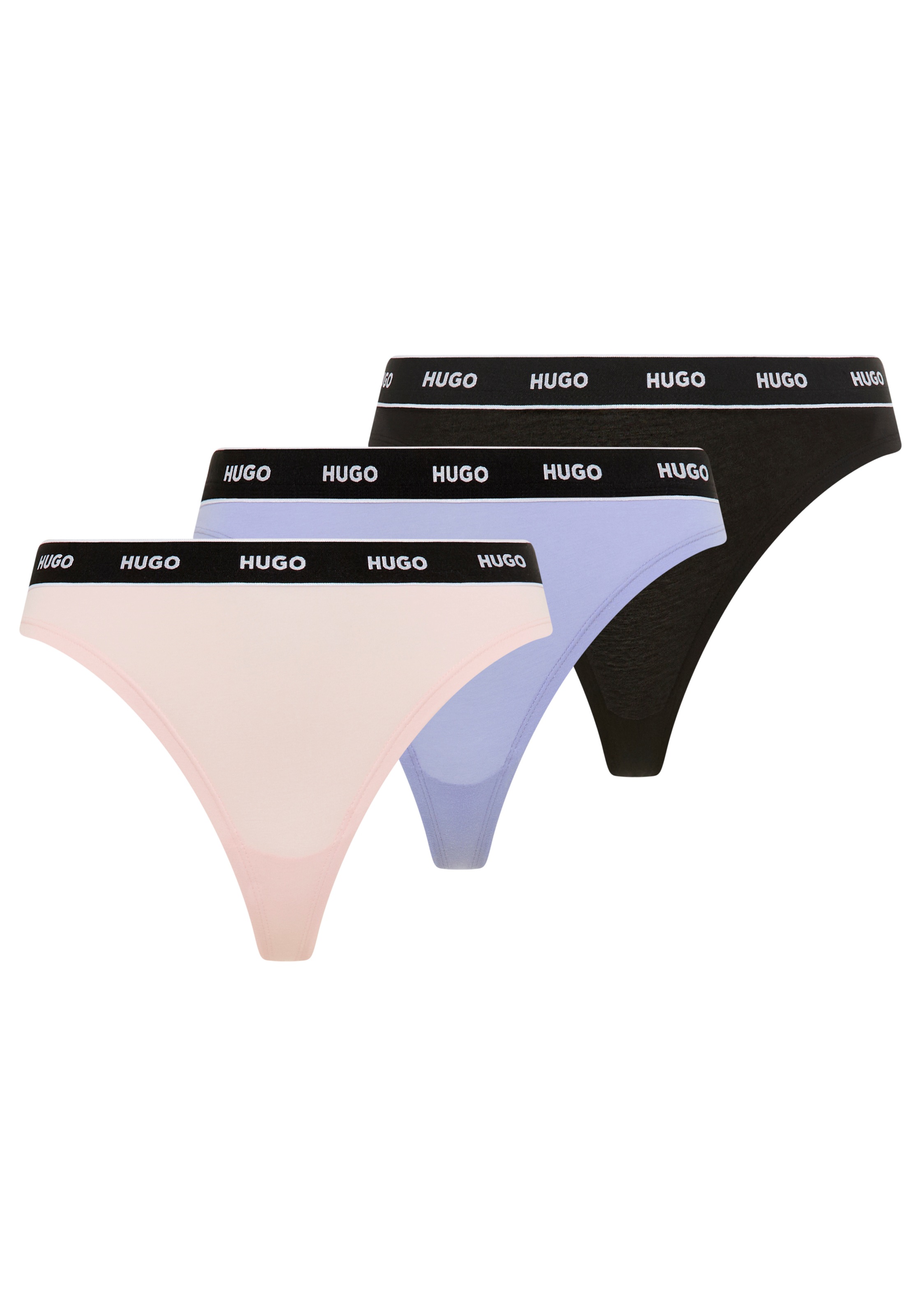 Image of HUGO Underwear String "TRIPLET THONG STRIPE" elastischer Bund mit Logo, enganliegend
