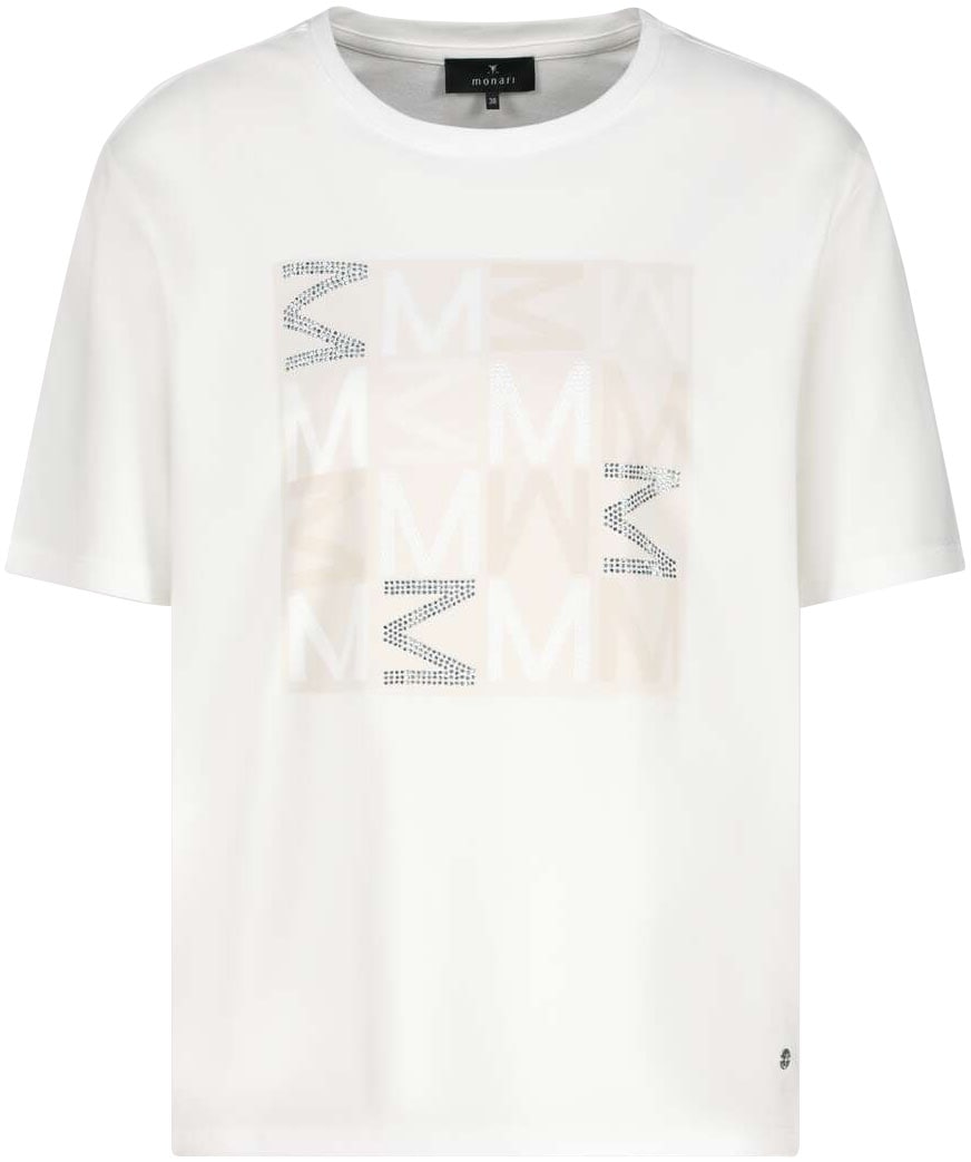 Monari Rundhalsshirt, mit Frontprint und Glitzernieten