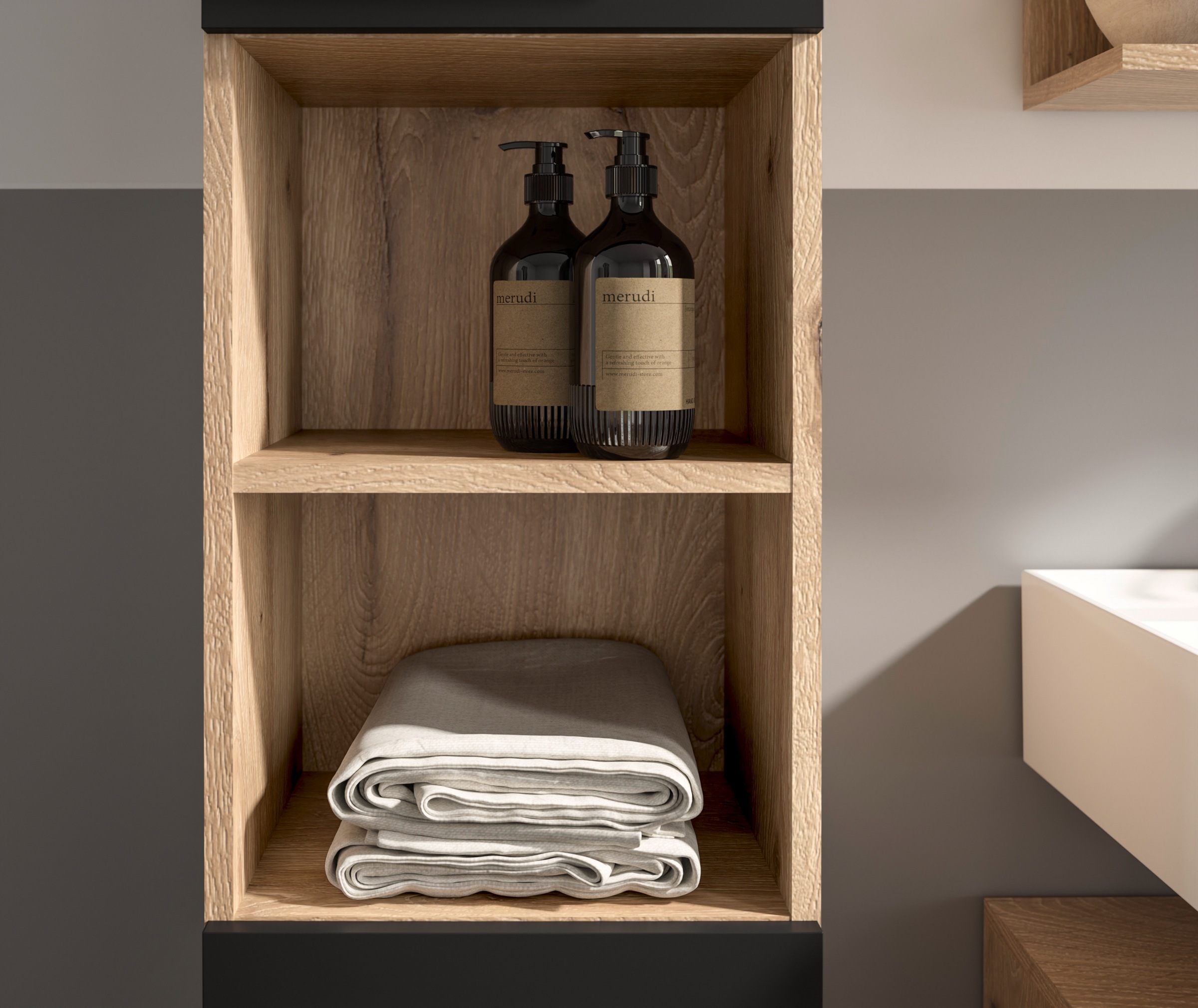 BASIC by Balculina Armoire haute »Rom BxHxT 34x190x31 cm« 1 cuis tlg. largeur 34cm, poignées en plastique, Made in Europa