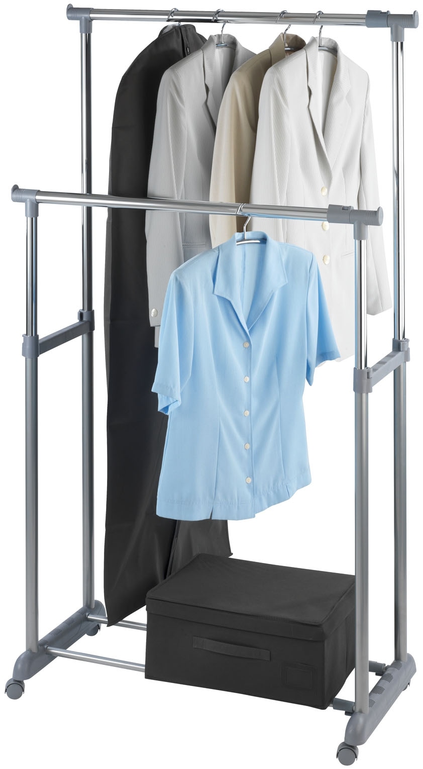 WENKO Kleiderständer »Modell Twin Bars«, Garderobenständer mit 2 Stangen, höhenverstellbar, mit 4 Rollen