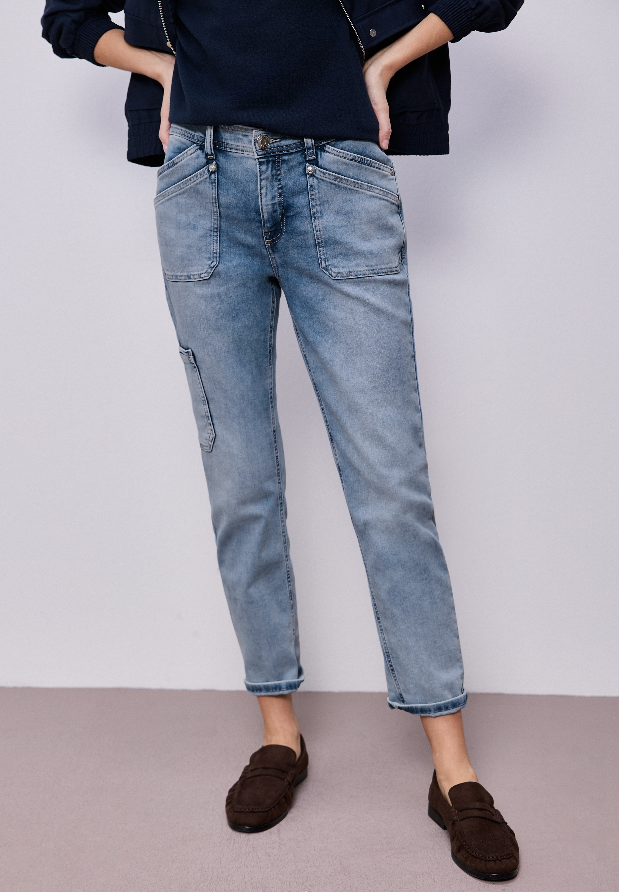 Image of STREET ONE Cargojeans "Style Charlie" im angesagten Bleached?Look und elastischem Bund