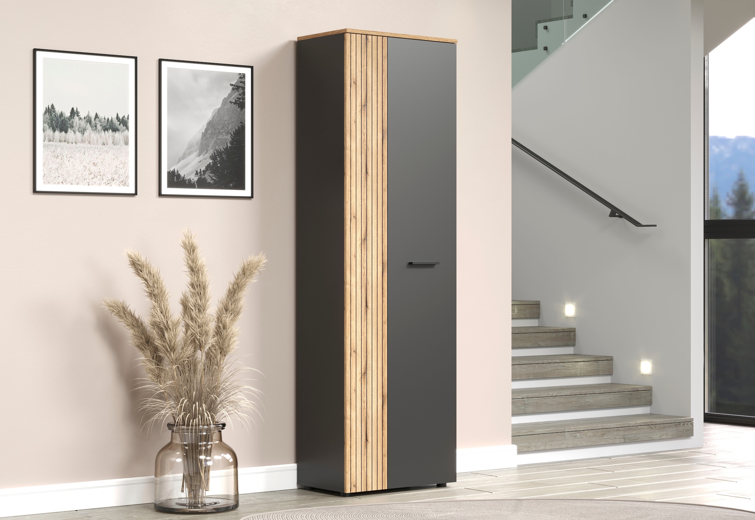 Home affaire Armoire vestiaire »Estepona« 1 cuis tlg. Flurschrank mit 2 Türen & 1 Kleiderstange – (B/T/H) 60/36/195 cm