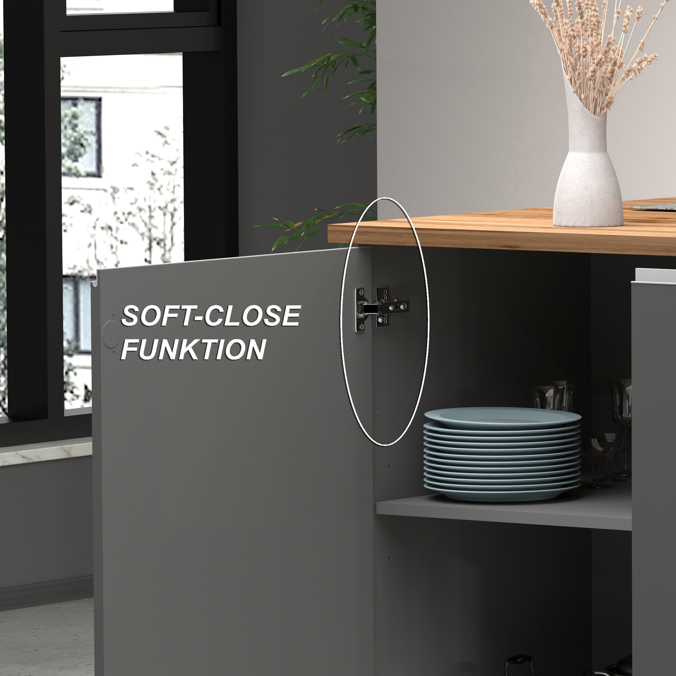 KOCHSTATION Ilot de cuisine »Sole,Kochinsel,Küchenarbeitsblock,Inselküche,Arbeitsinsel« Breite 160 cm mit 2 Türen,4 Fächer, Arbeitsplatte, Aluminiumgriff