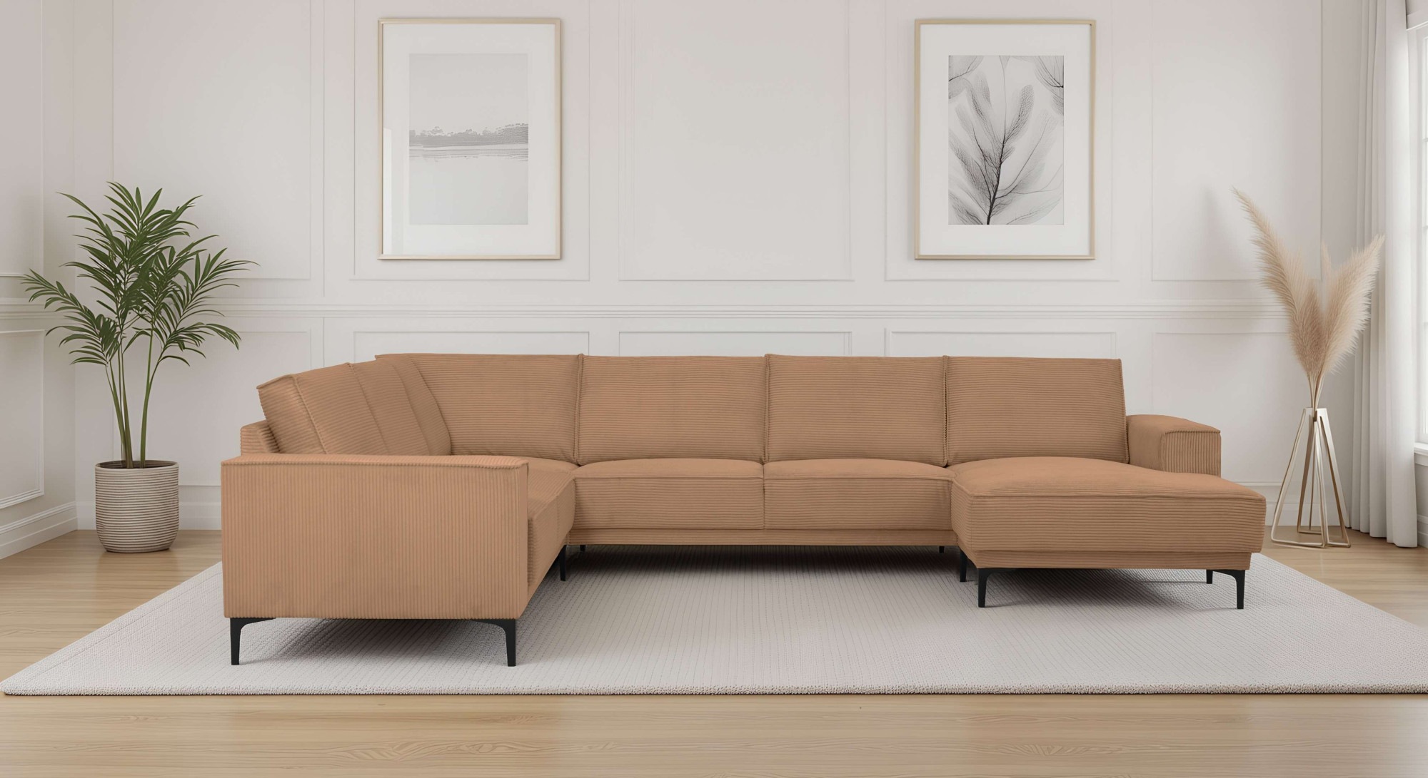 Image of GOODproduct Wohnlandschaft "OLAND Cord U-Form, XXL, B: 342 cm, Skandi-Design" Skandi-Design in Struktur, Flachgewebe, Luxus-Microfaser, Boucle