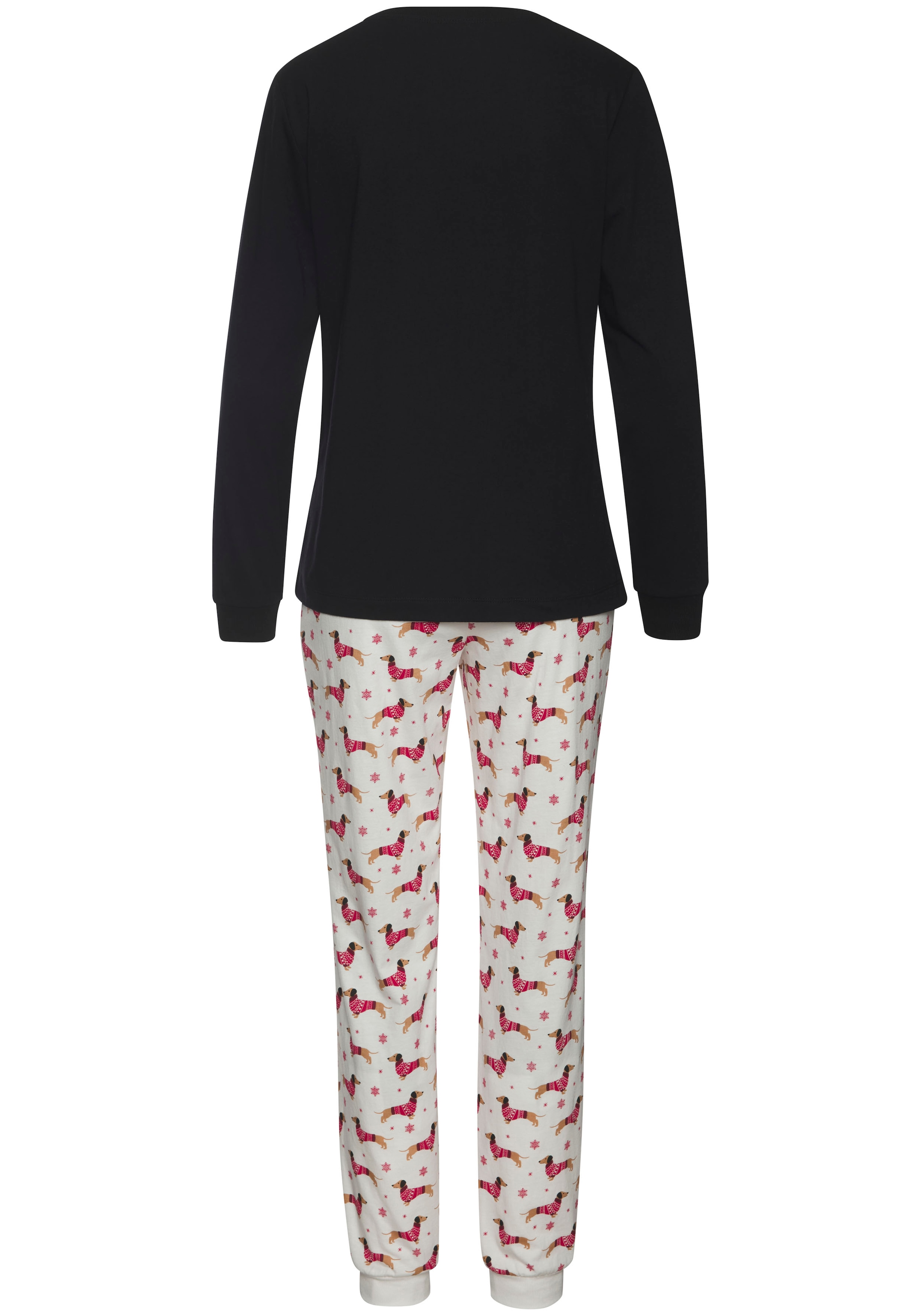 LASCANA Pyjama, (Set, 2 tlg.), mit süssem Dackel-Motiv