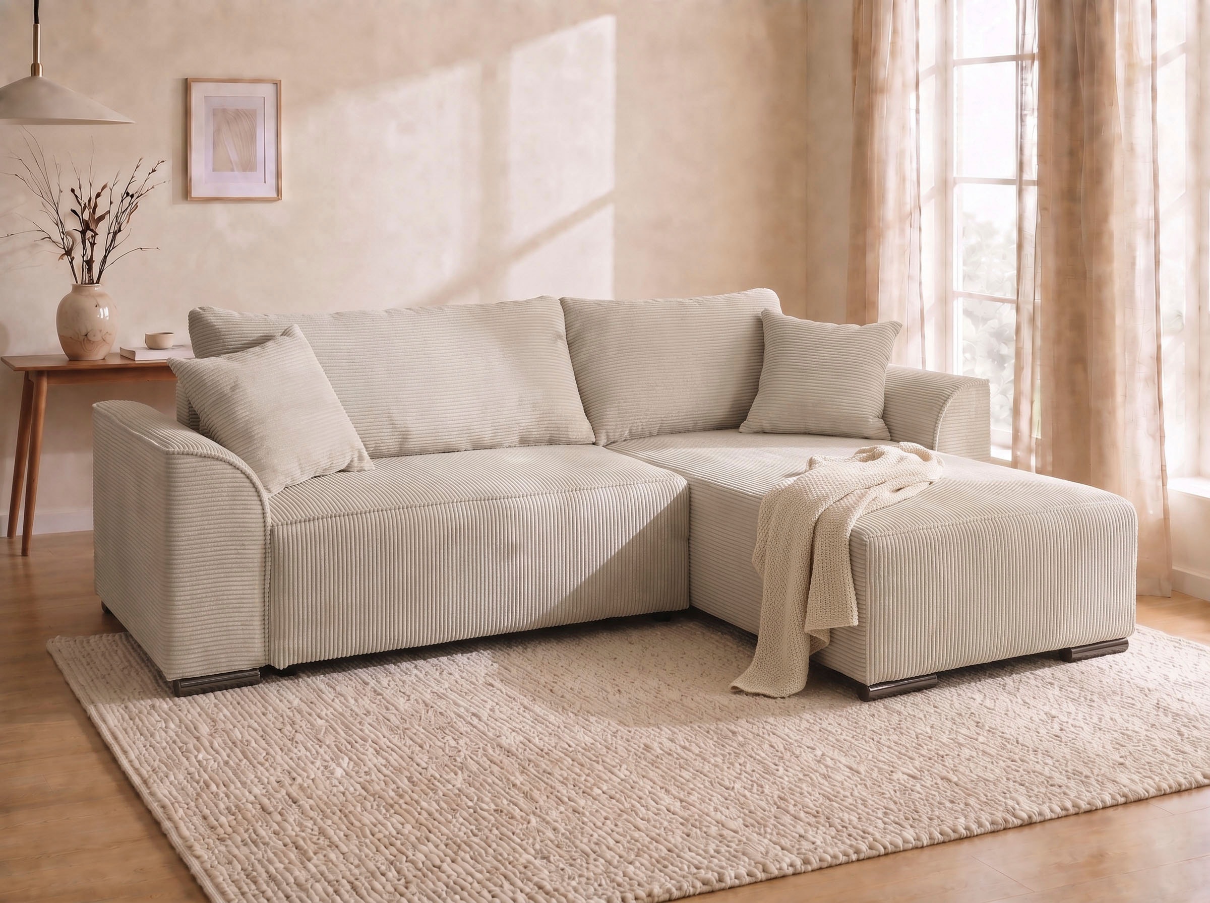 Image of COLLECTION AB Ecksofa "Sara L-Form, B: 236 cm, Schlaffunktion, Bettkasten, optional Topper" Bonnellfederkern, Liegefl. 116x190 cm, Couch als Schlafsofa