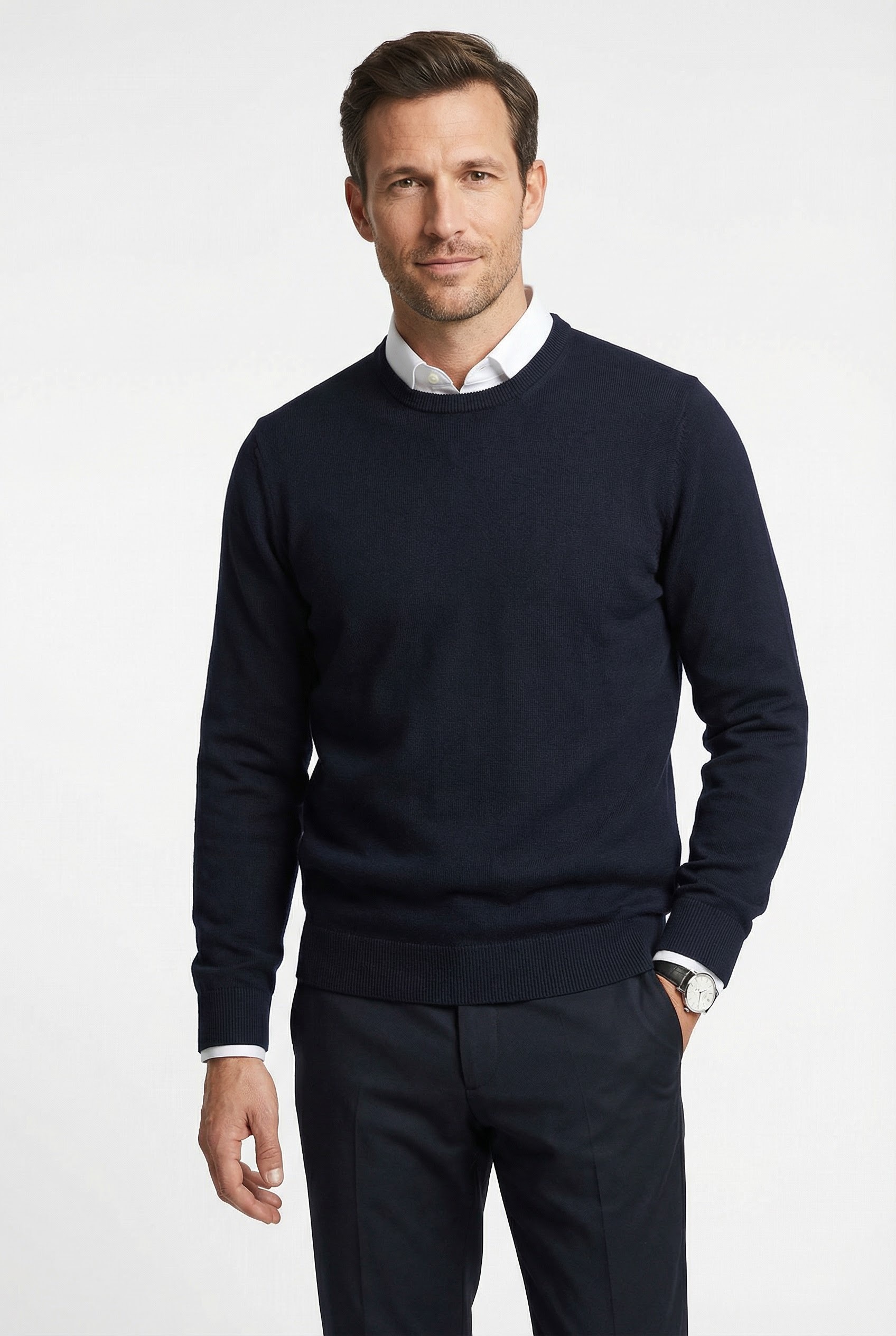 Image of MARVELIS Strickpullover Rundhals, Baumwolle, regular fit