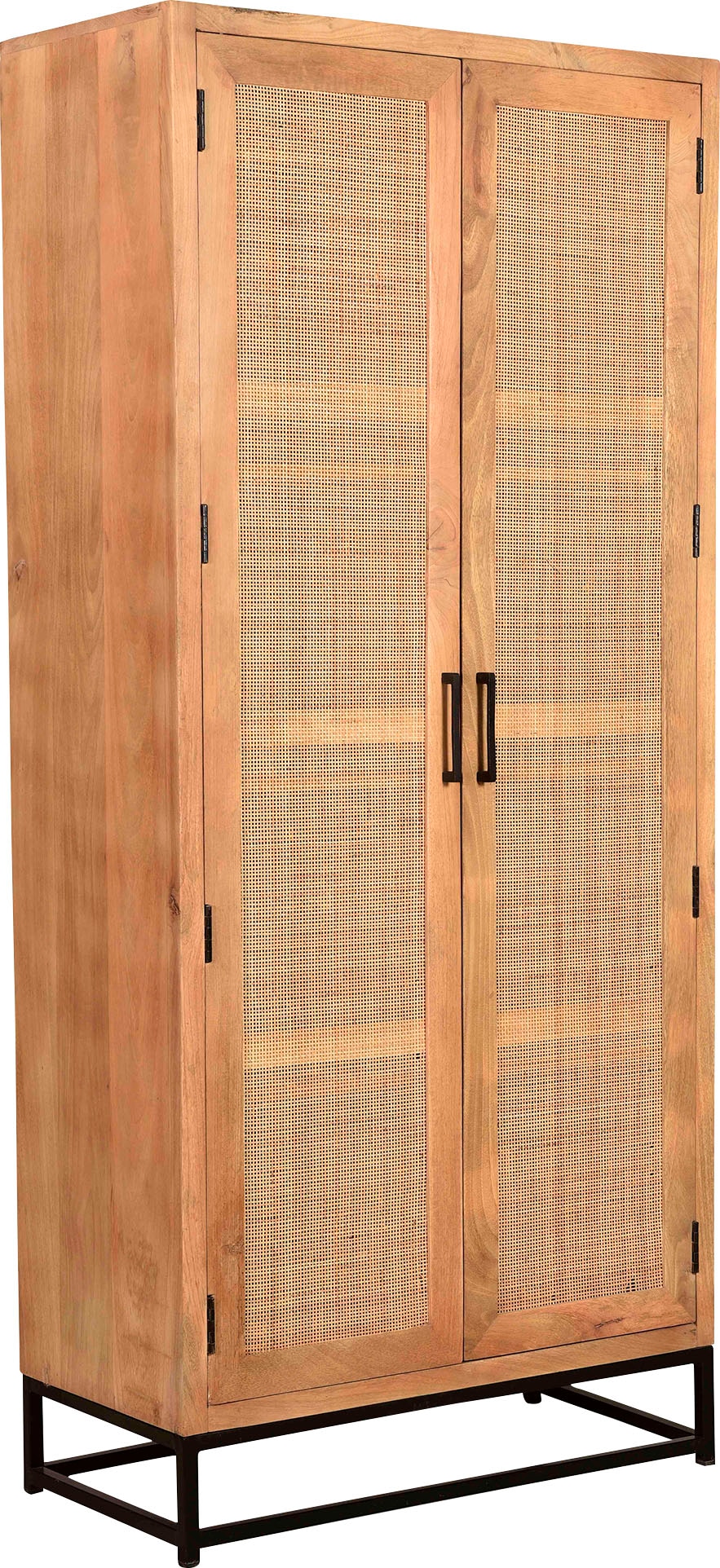 Image of SIT Mehrzweckschrank "Auckland aus Mangoholz Garderobenschrank, Rattan-Front & Metallgestell" Trendige Rattan-Einsätze für natürlichen Boho- und Retro-Charme