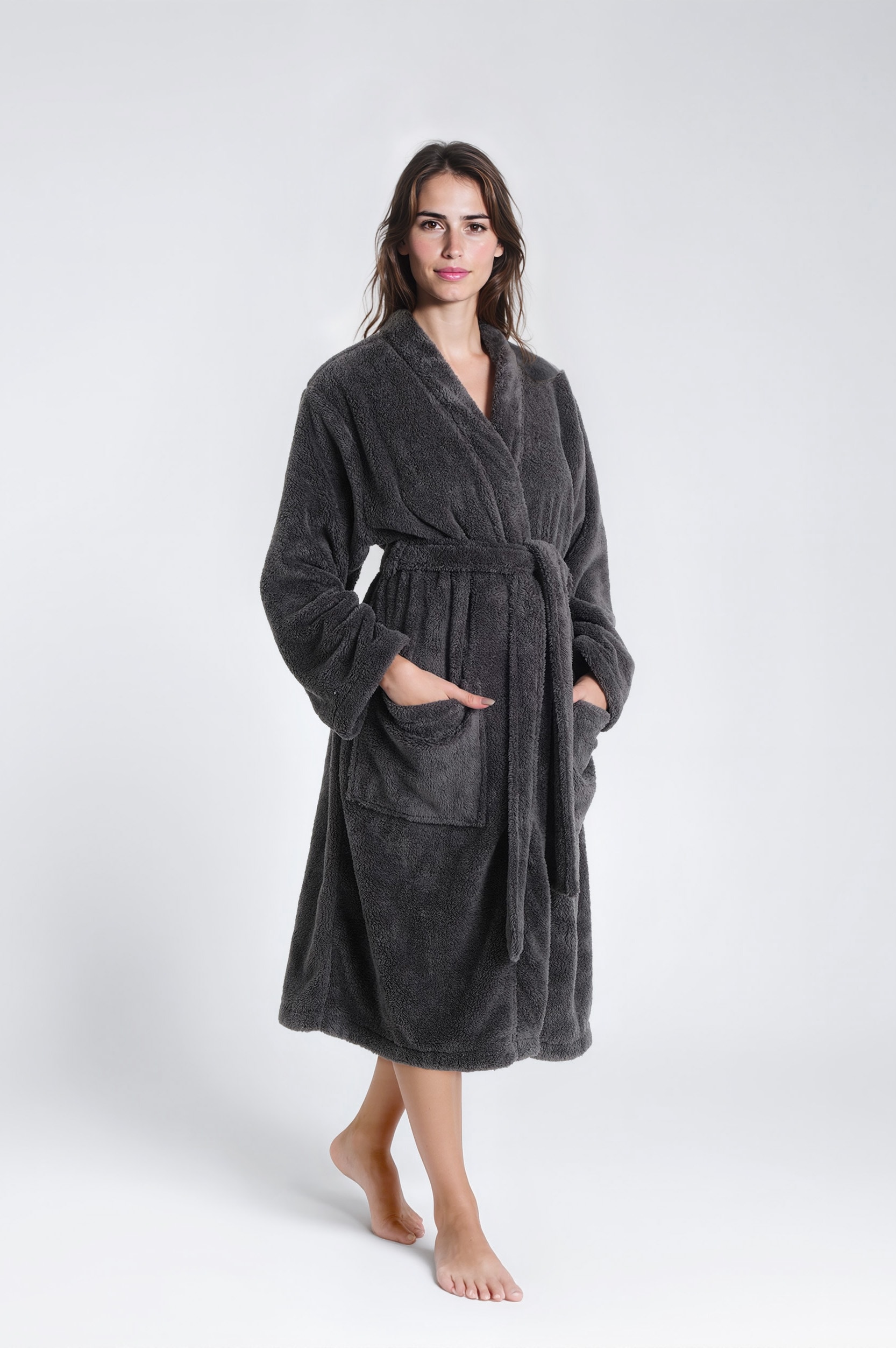 my home Peignoir de bain unisexe »Lillou Kimono, ideal für Sauna & Spa, Hotelbademantel, Morgenmantel« 1 cuis tlg., kuschelig weicher Fleece, plüsch, für Damen und Herren, XS-3XL