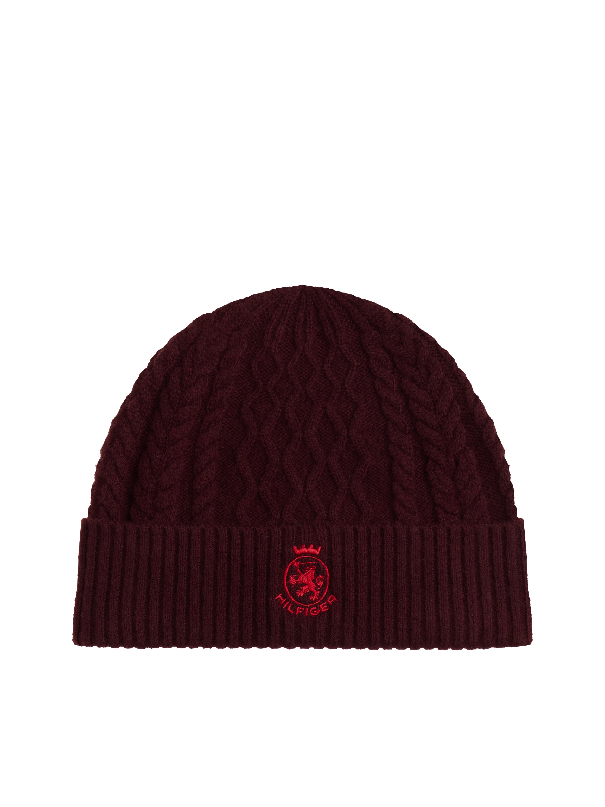 Image of Tommy Hilfiger Beanie "TH CREST KNIT" Zopfstrickmuster, mit TH-Wappen