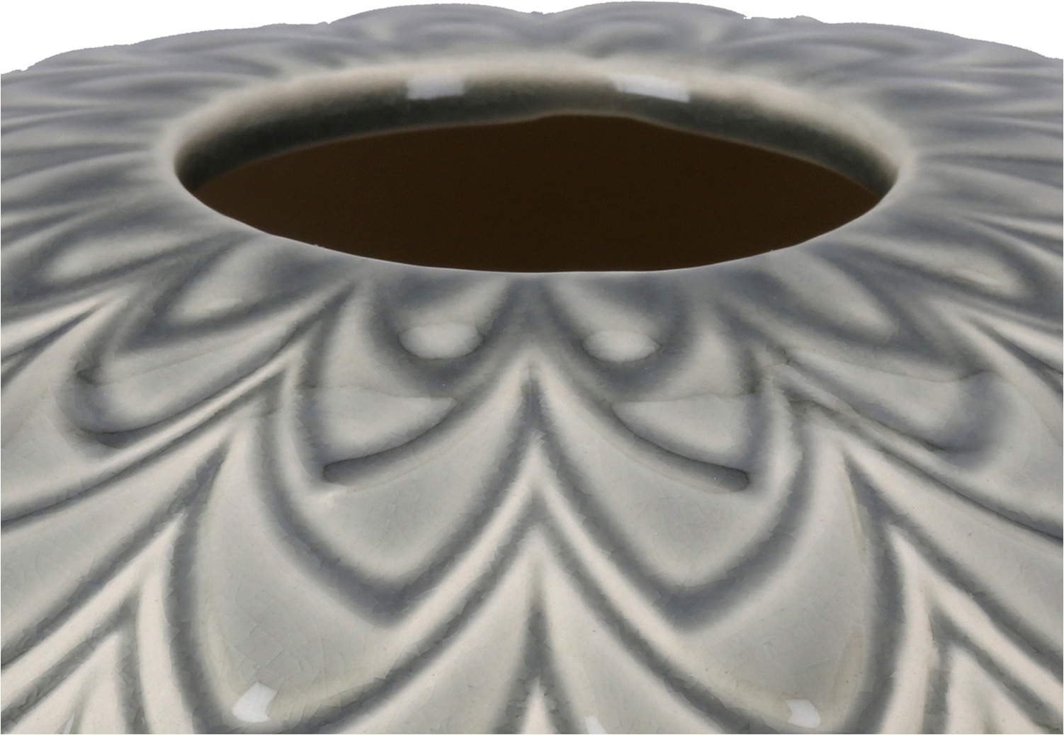 GILDE 1100000002199 »Vase bauchig Lamello grün H. 15 cm« Vase, Lamello, Strukturvase, dekorativ, hochwertig, Bodendeko
