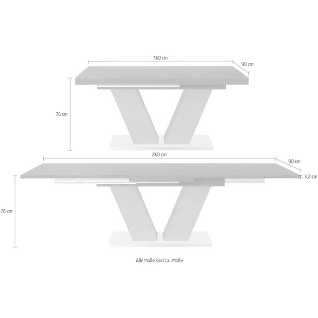 Mäusbacher Esstisch »Komfort D«, mit V-Gestell in graphit und mit  Auszugsfunktion, Breite 160-260 cm jetzt kaufen