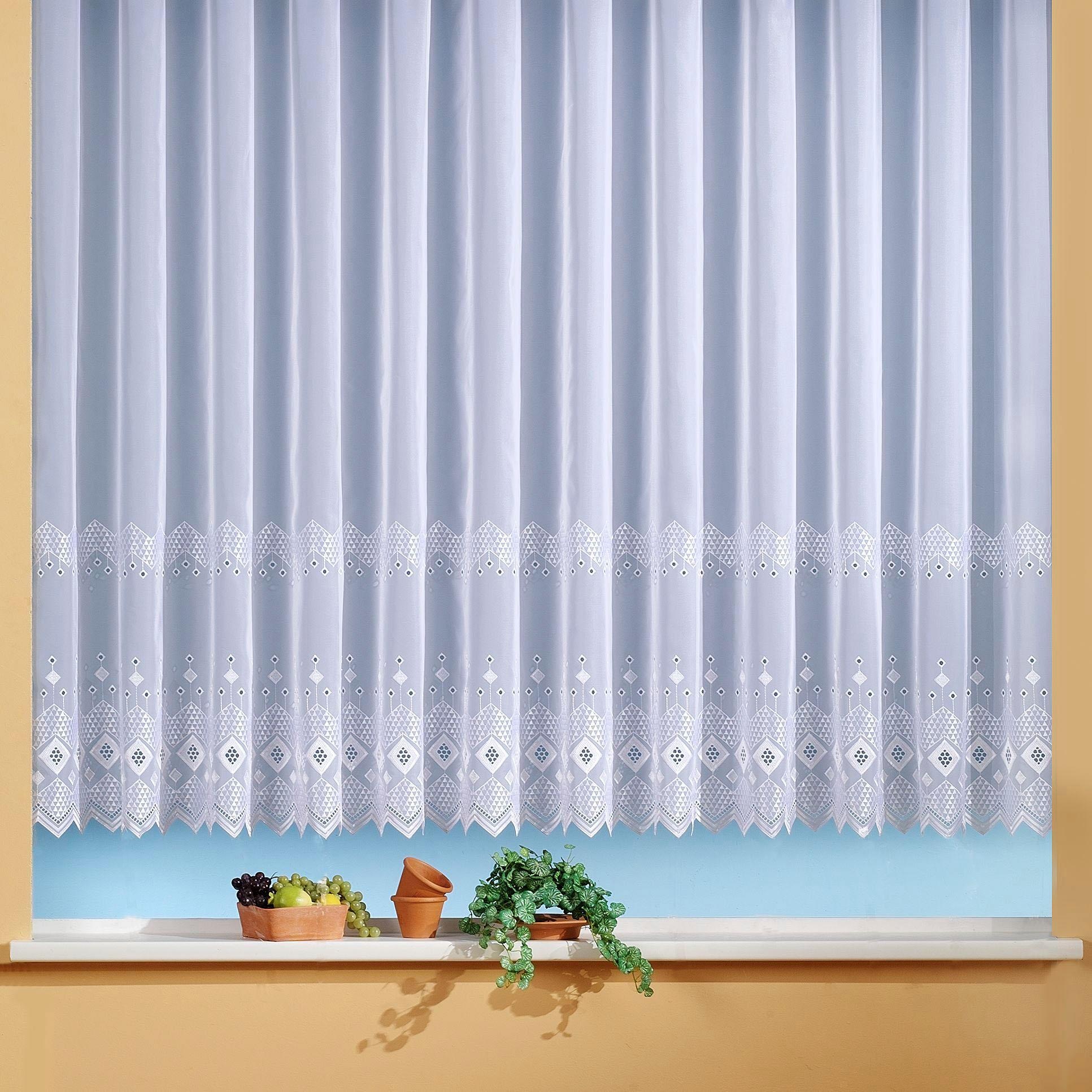 Image of Weckbrodt Gardine "Santos" Kräuselband 1 Stk. tlg. echte Stickerei, Voile, halbtransparent, Bordüre, Kante, Store