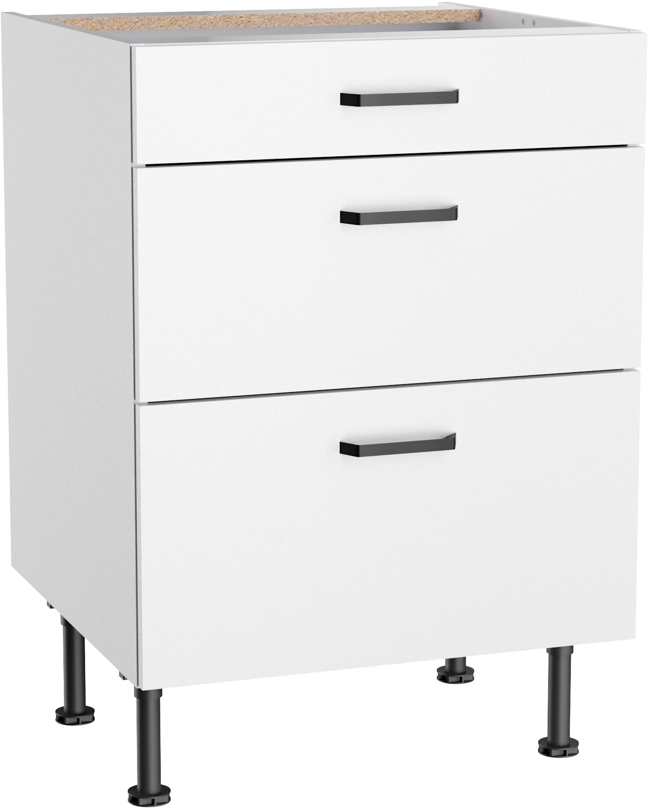 Image of KOCHSTATION Unterschrank "KS-Paula" 60 cm breit, 87 cm hoch, mit 1 Schubkasten, 2 Auszügen