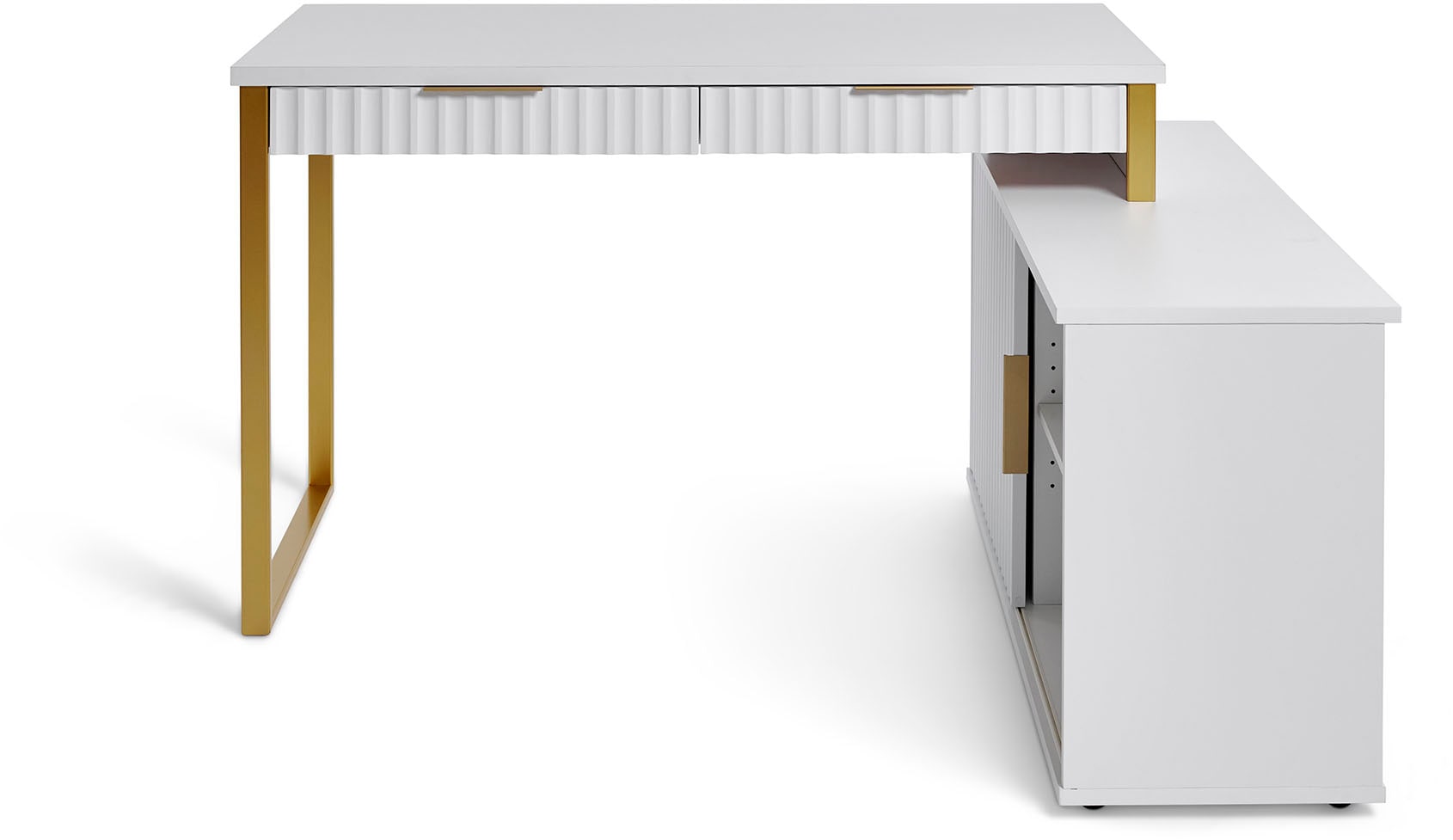 Jahnke Bureau d'angle »CARVE C 145 E« 1 cuis tlg. montage réversible, avec porte coulissante, dimensions 144 x 115 cm