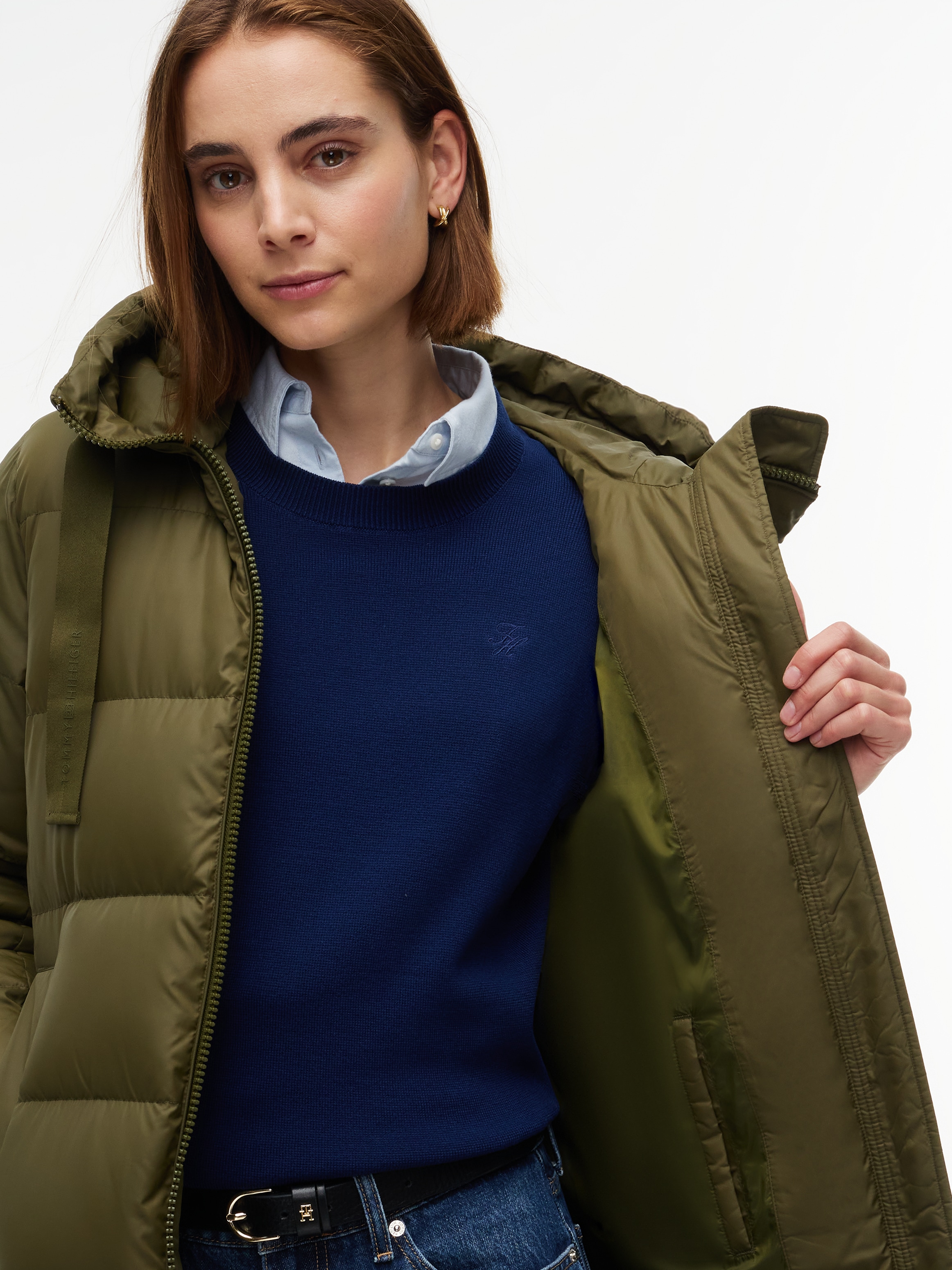 Tommy Hilfiger Steppmantel »TH TAPE DOWN COAT W/HOOD« Kunstfaser, Kapuze