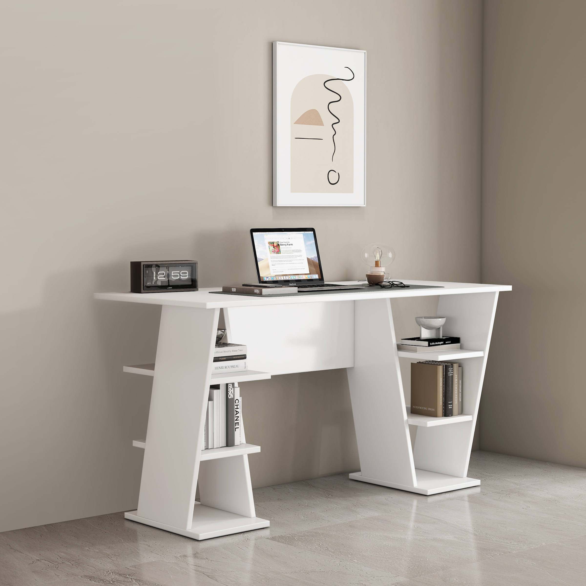 GOODproduct Schreibtisch »Ezzell« Set,  Regalschreibtisch mit Ablagen, modernes Design, Breite 137 cm