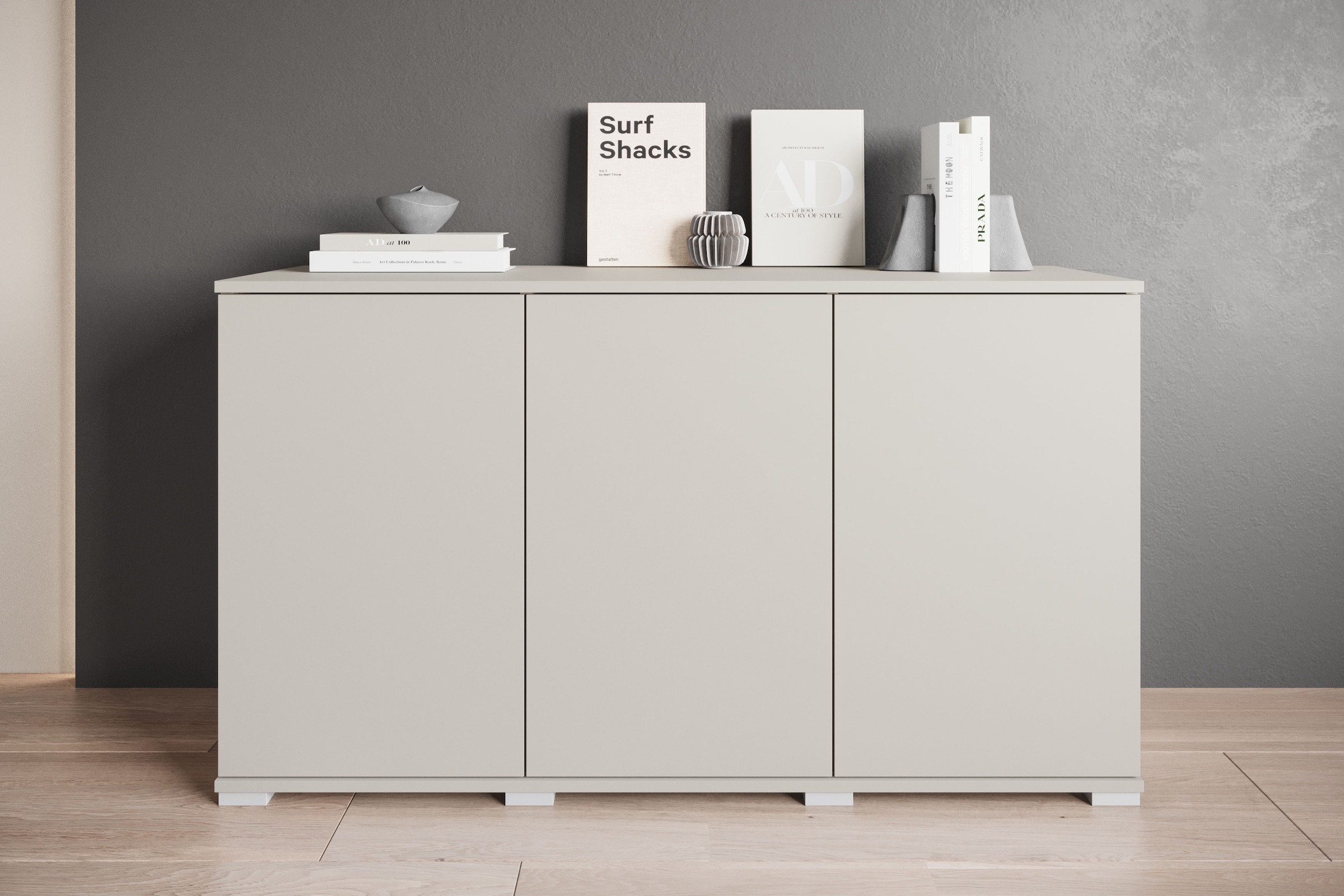 GOODproduct Sideboard »Kenia, moderne grifflose Kommode mit 3 Türen, Breite 120 cm« 1 Stk. tlg. Push-to-Open-Fronten, höhenverstellbaren Einlegeböden