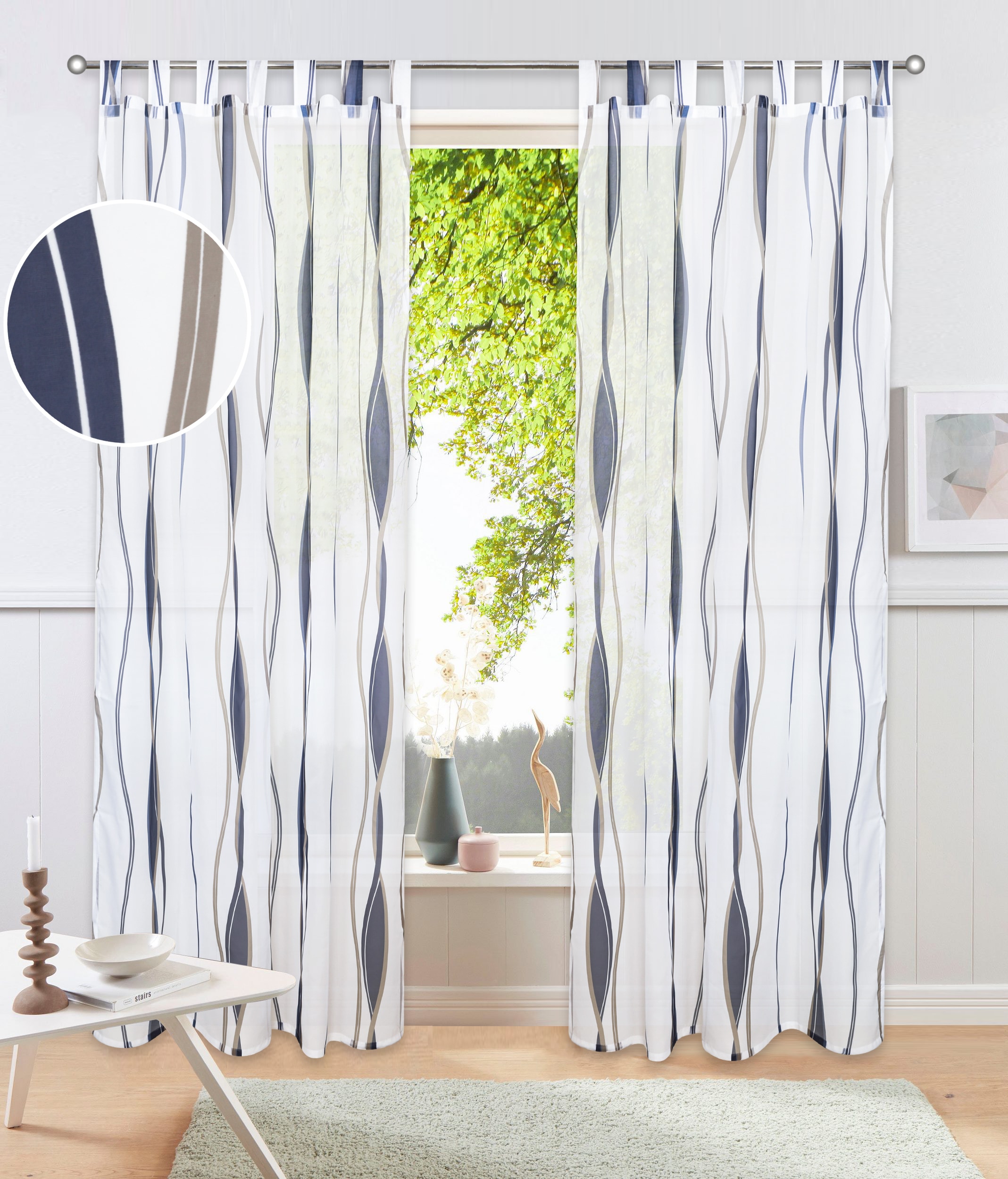 Image of GOODproduct Gardine "DIMONA, 2er-Set, Schlaufen, transparent, Wellen" Schlaufen 2 Stk. tlg. 2-er Set, Voile, Polyester, Wellen