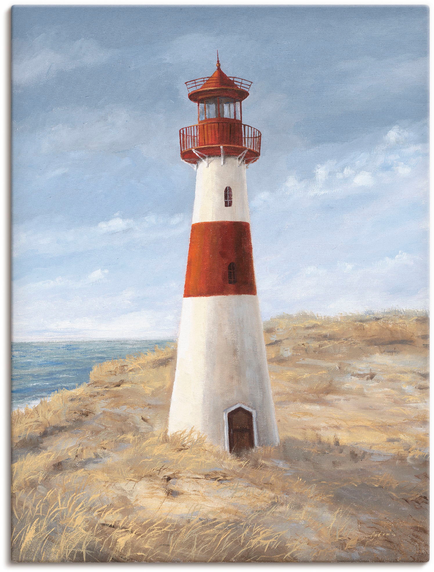 Image of Artland Leinwandbild "Leuchtturm I" Gebäude 1 Stk. tlg. auf Holzrahmen gespannt